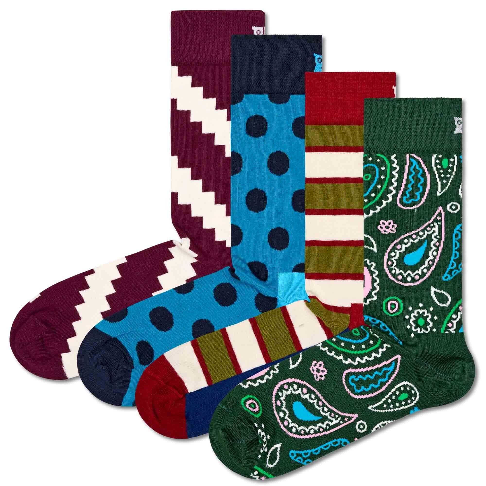 Happy Socks Kurzsocken 4er Pack Unisex Socken, Geschenkbox New Vintage | Kurzsocken