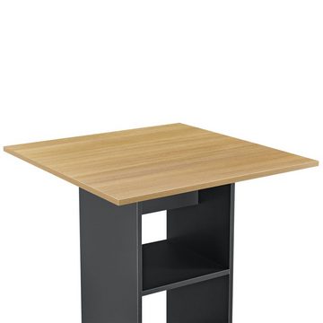 en.casa Bartisch (nur Tisch), »Visby« Bartheke 110x70x70cm Dunkelgrau / Holzfarben