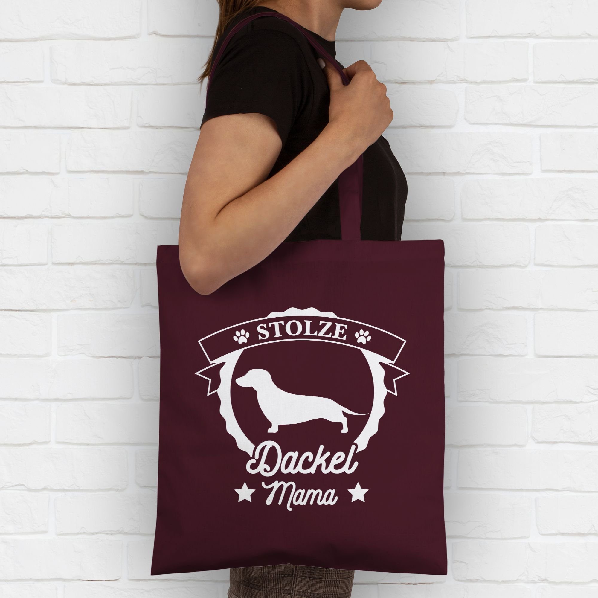 Shirtracer Umhängetasche Stolze Bordeauxrot Geschenk 2 Hundebesitzer für Dackel Mama