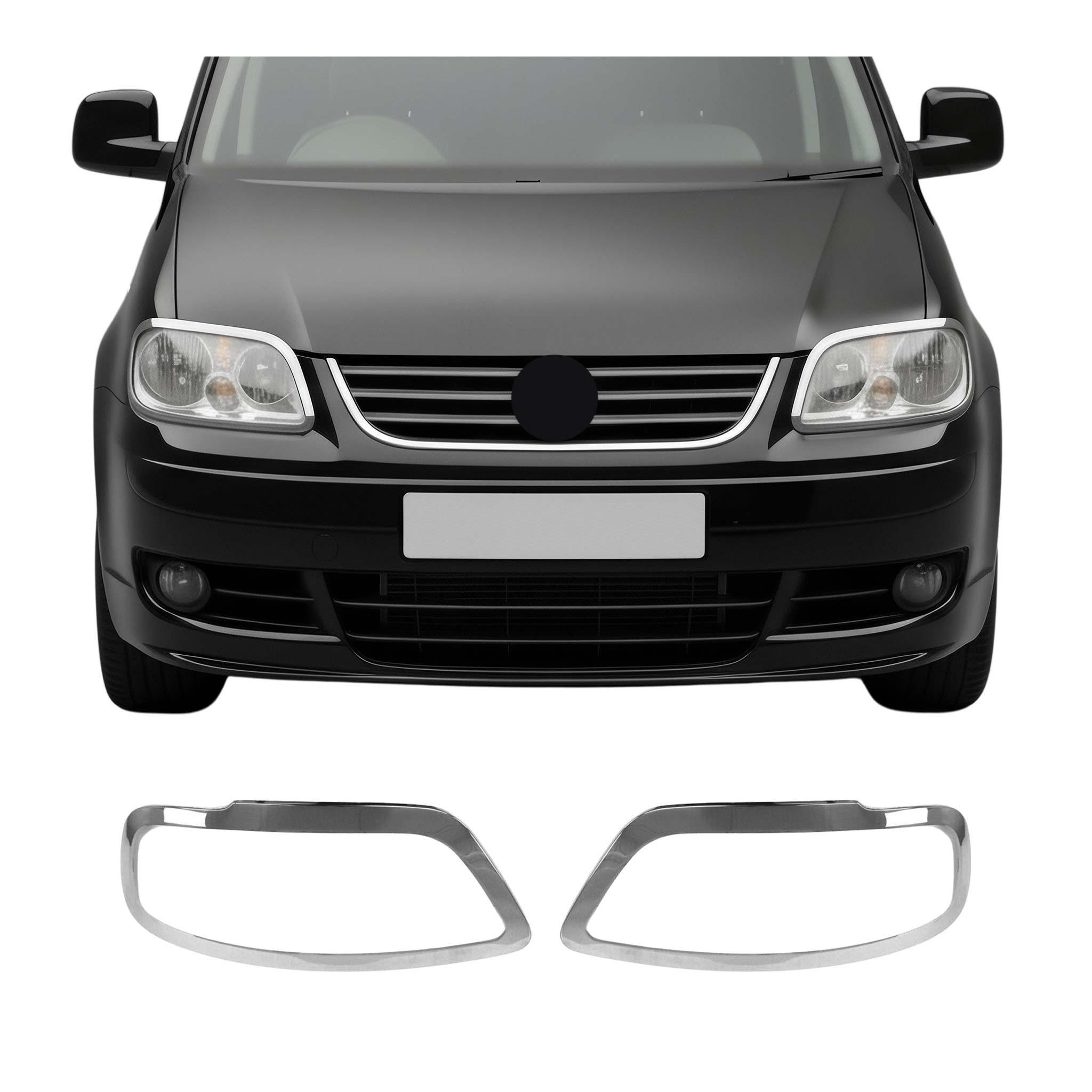 OMAC Zierleisten-Aufkleber Scheinwerfer Leisten für VW Caddy 2003-2010 Edelstahl 2tlg, (2tlg), Langlebig,Einfache Reinigung,Einfache Installation,Rostbeständig