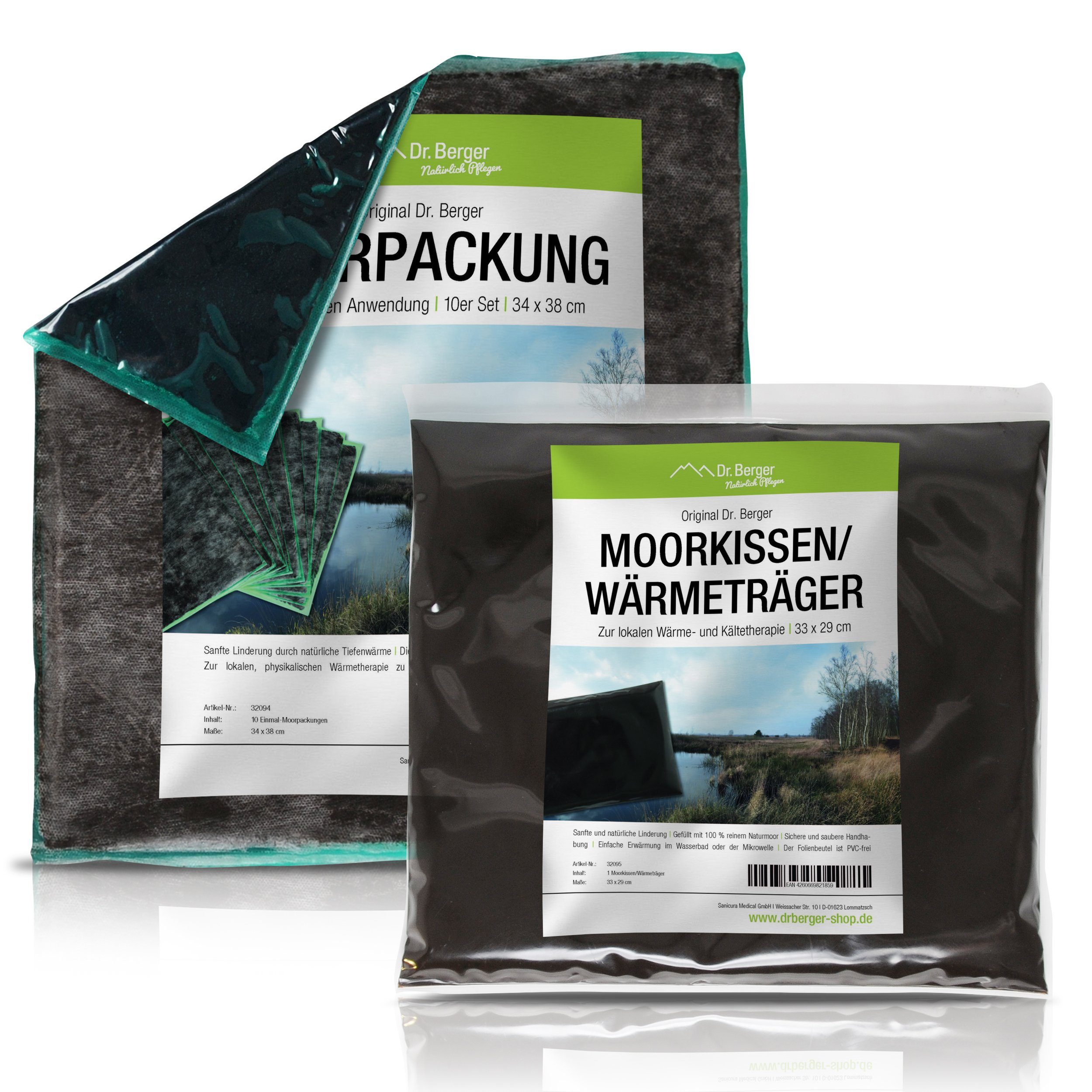 Dr. Berger Moor-Kissen Original Dr. Berger Starterset 10er Moorpackung + 1 Wärmeträger, (Starter-Set, 1-tlg)