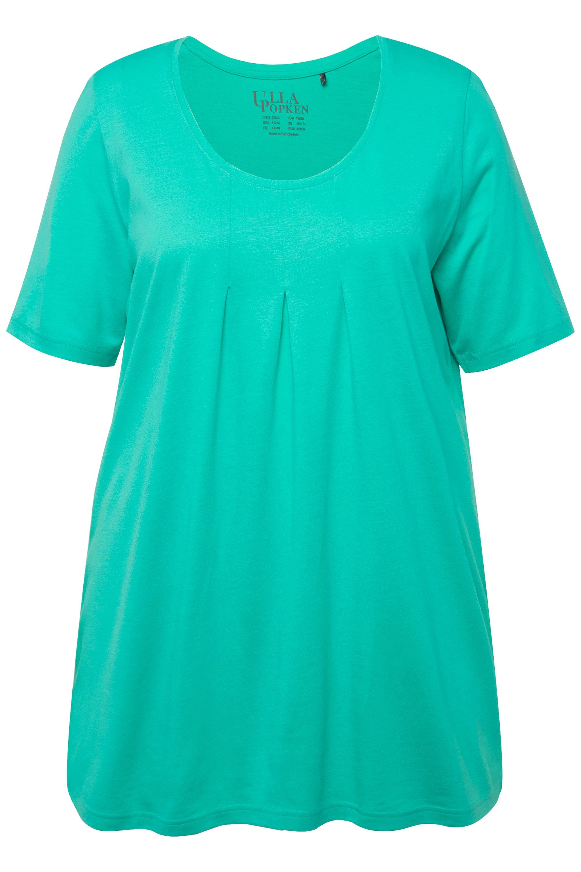 Ulla Popken T-Shirt T-Shirt Zierfalten A-Linie Rundhals Halbarm Modal günstig online kaufen