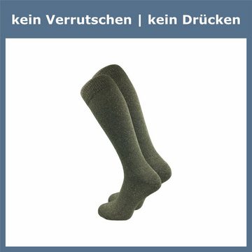 GAWILO Kniestrümpfe für Herren: Army-, Jagd-, & Outdoor-Aktivitäten - dicke Frotteesohle (4 Paar) in grün - robuste Materialien - stabilisierender Bund