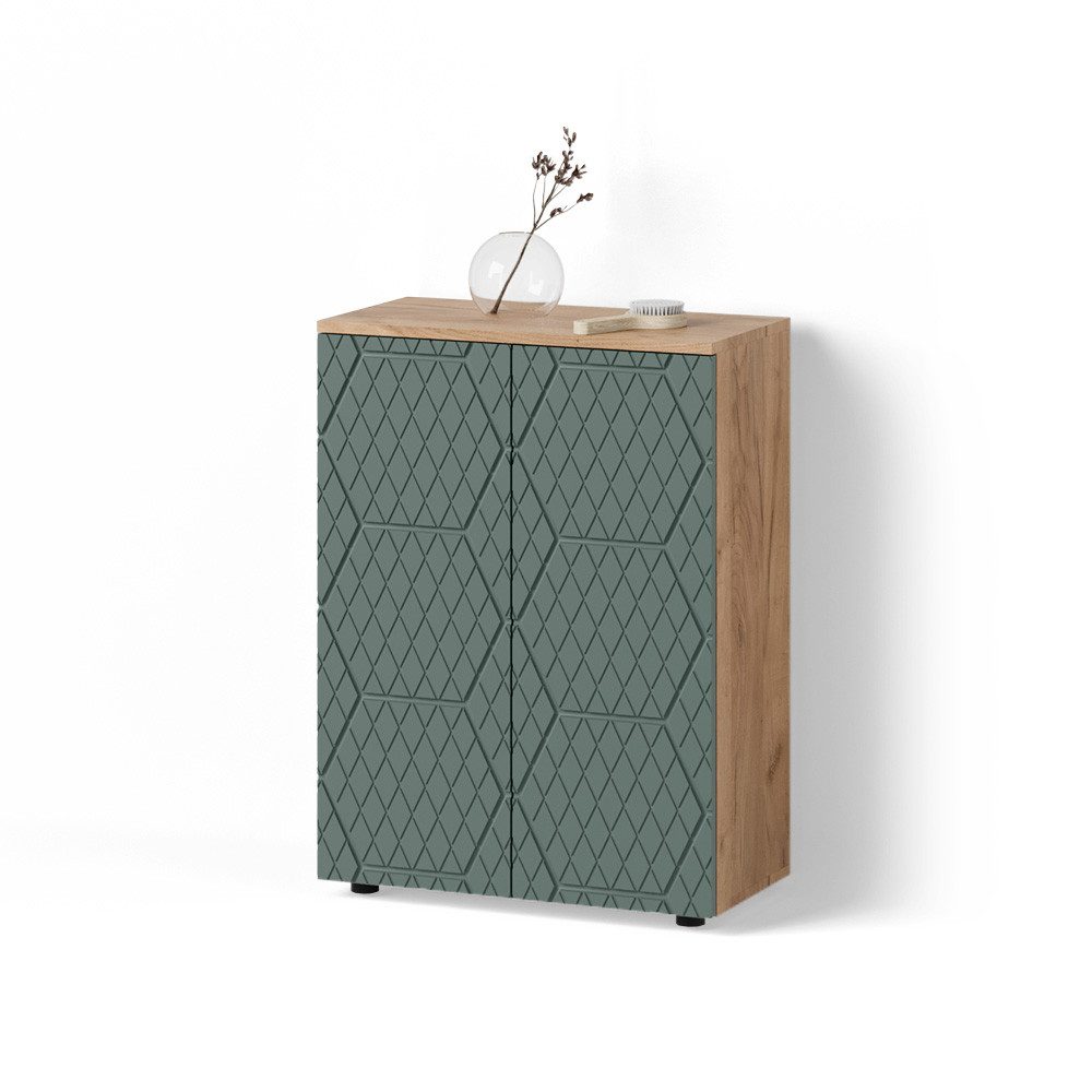 Livinity® Midischrank Ronco, Grün/Goldkraft Eiche/Grün, 60 x 81 cm günstig online kaufen