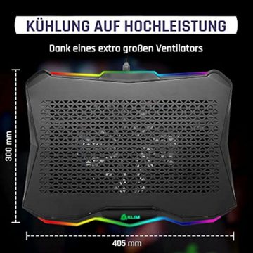 KLIM Notebook-Kühler Rainbow, Laptop-Kühler mit RGB-Beleuchtung + 11" - 17"