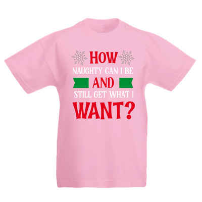 G-graphics T-Shirt How naughty can I be an still get what I want? Kinder T-Shirt, mit Spruch / Print / Aufdruck / Weihnachtsmotiv