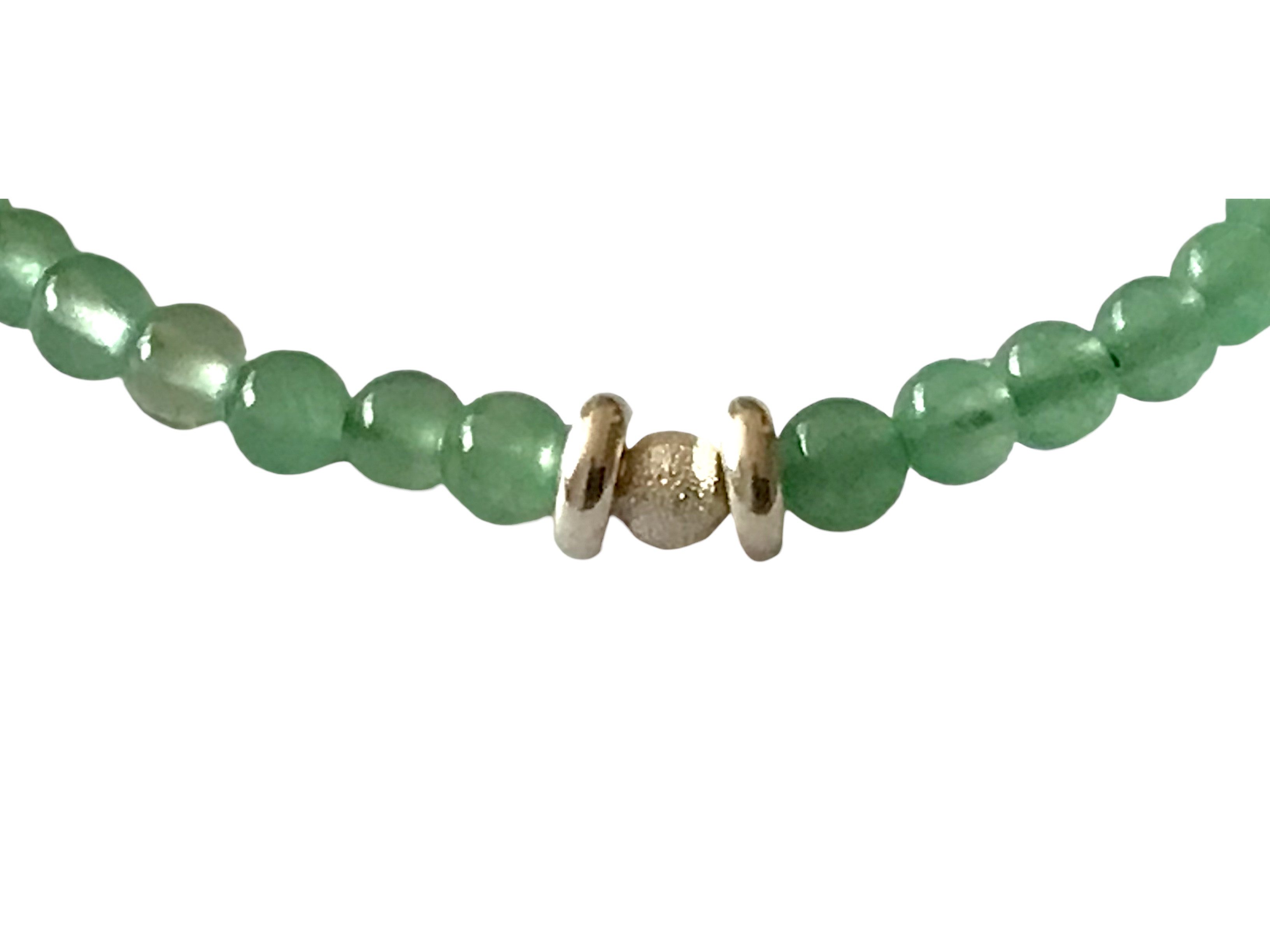 Steinfixx® Perlenarmband Aventurin Perlenarmband 925 Silberperle - Handarbeit (mit entzückendem Silberherzchen, 1-tlg., Entspannung und Harmonisierung), der Mutmacher, in Geschenkbox