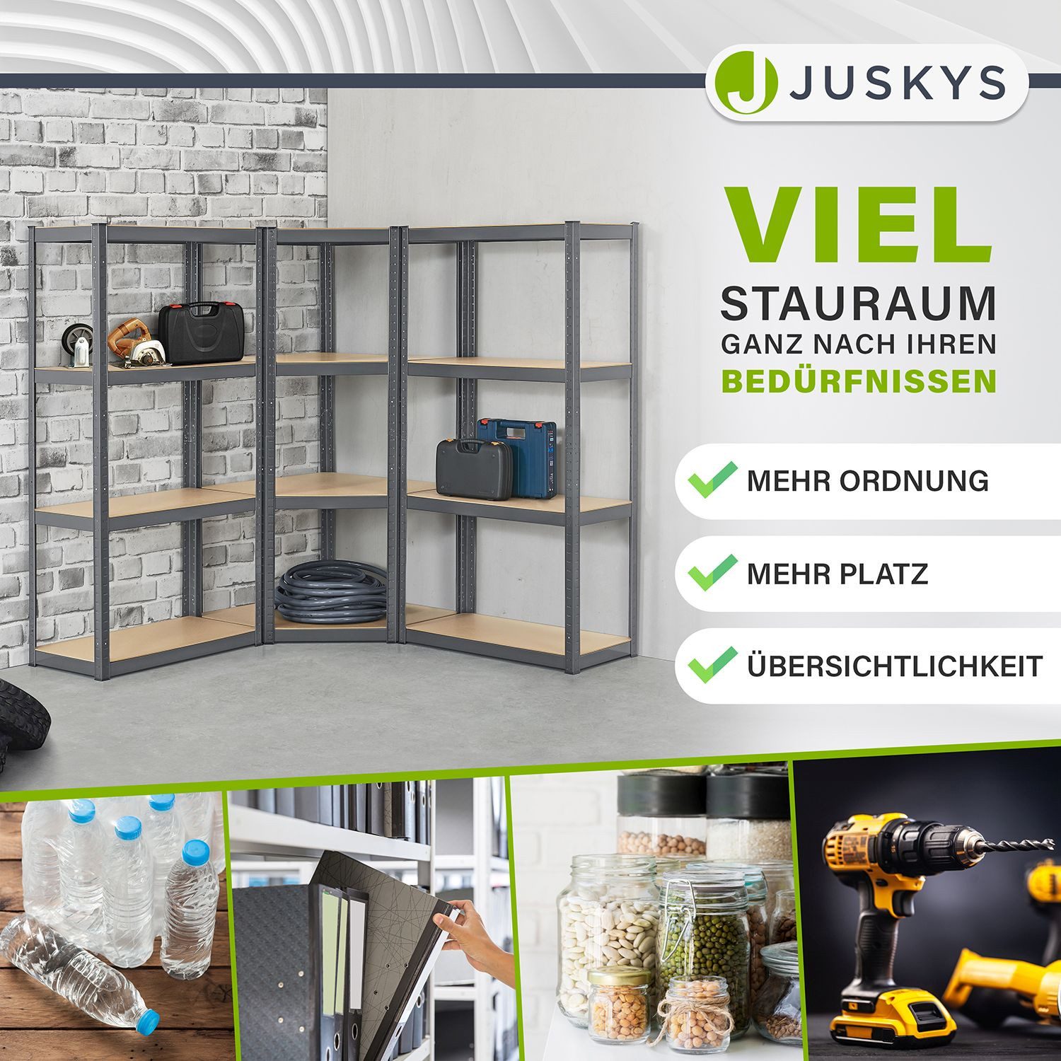 Juskys Schwerlastregal 3er Regalsystem, aus verzinktem Metall, Abstände der günstig online kaufen