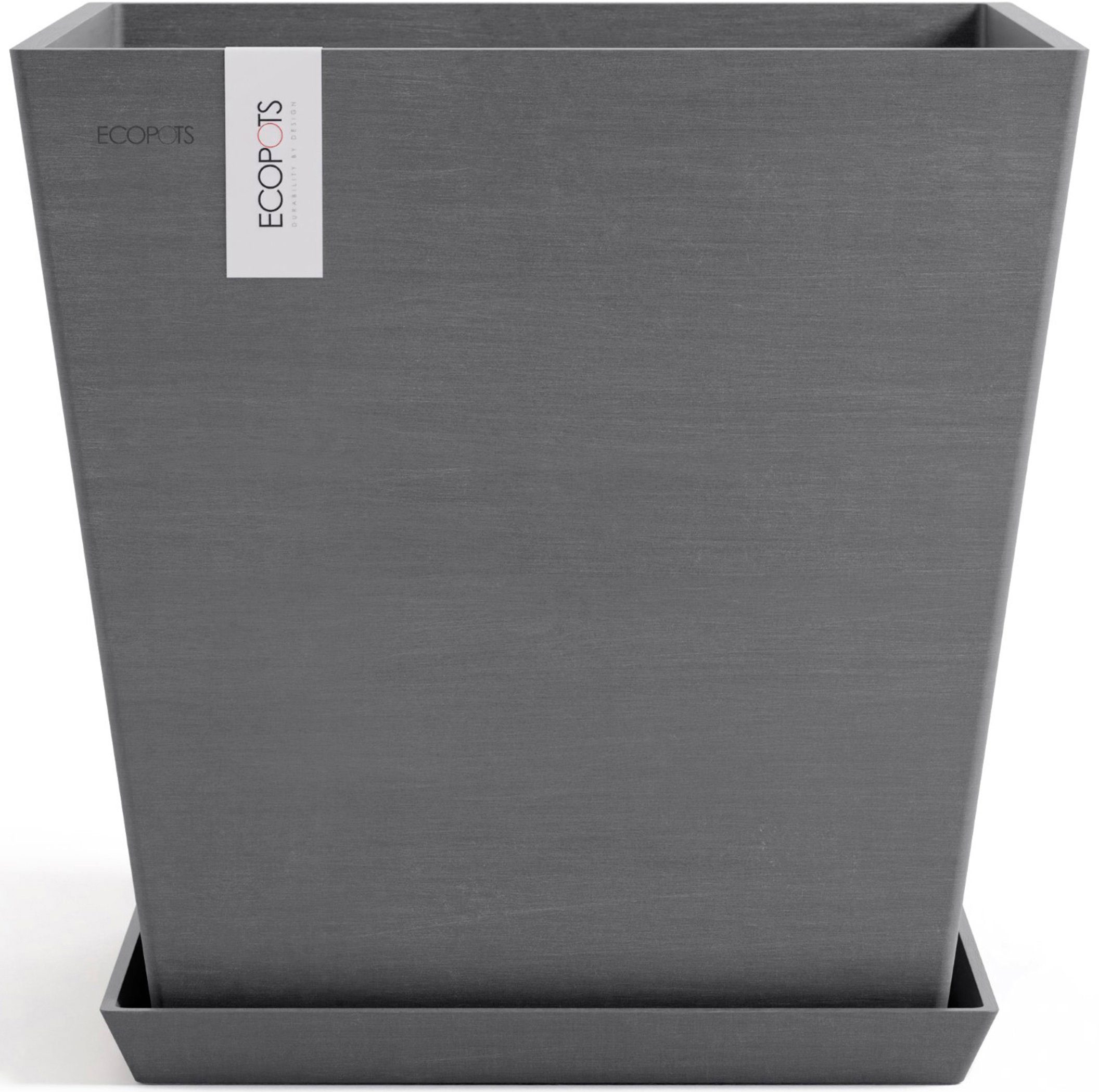 ECOPOTS Blumentopf Rotterdam 45 + Wassersystem Grau, für innen und außen: frostsicher, bruchsicher und lichtbeständig