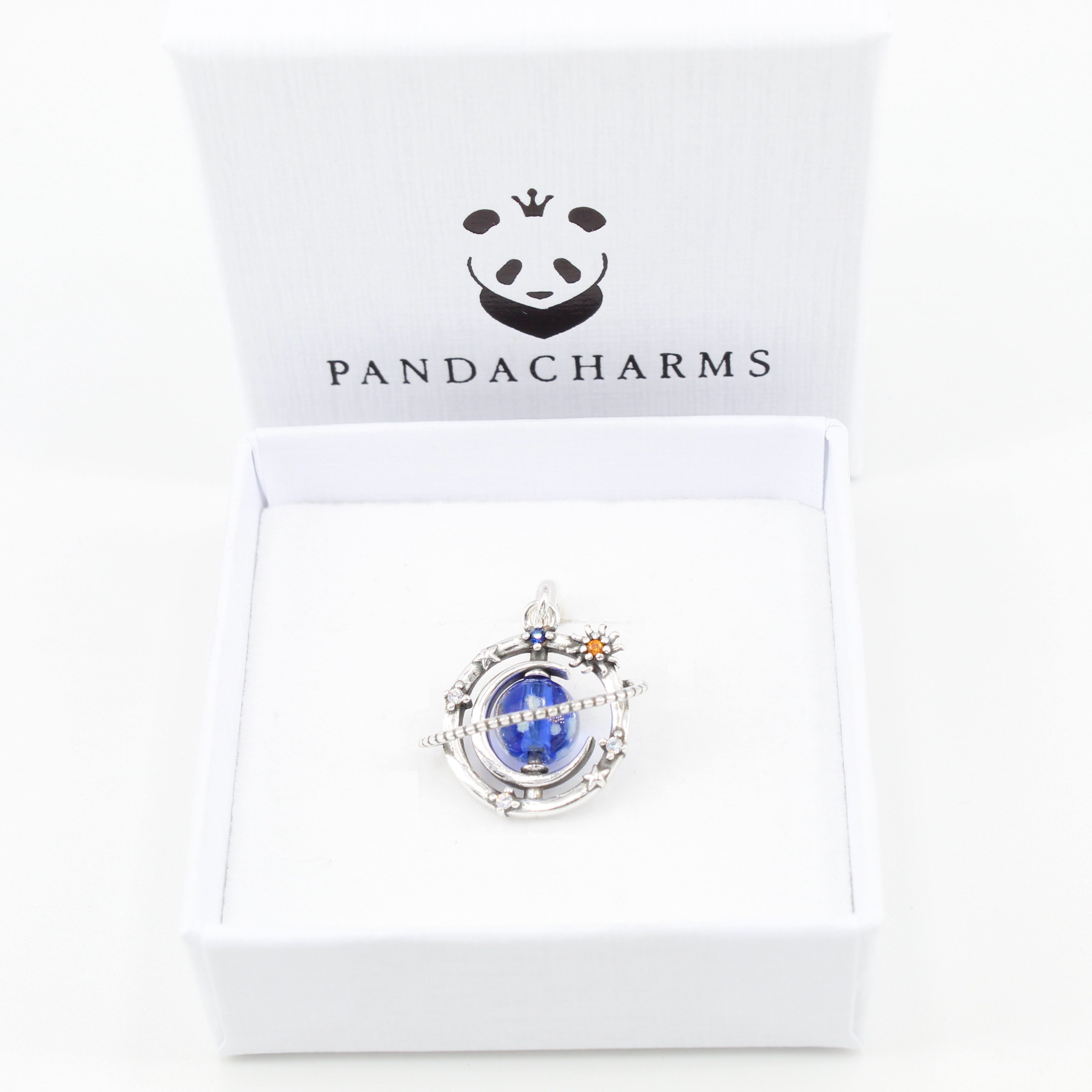 PANDACHARMS Bead Leuchtendes Universum Anhänger für Charm Armband, Silber, Zirkonia