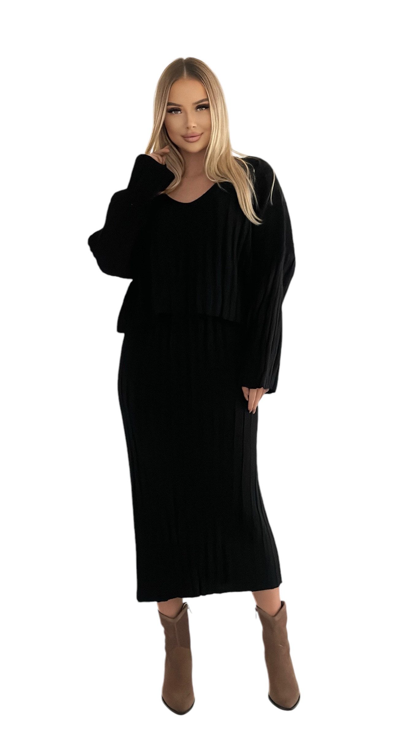 Mississhop Strickkleid Strickkleid Strickanzug Rock Pullover günstig online kaufen