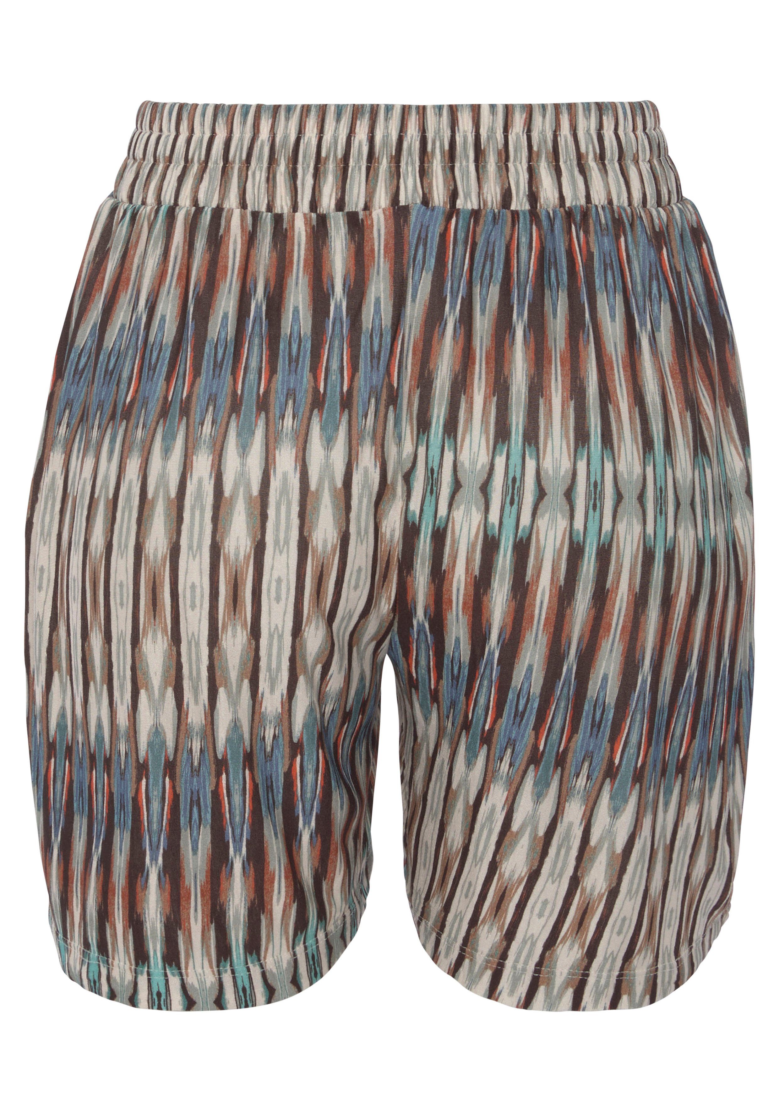 Vivance Shorts aus luftiger Jerseyqualität mit Ethnoprint, kurze Hose mit Gummizug, sommerliche Strandshorts