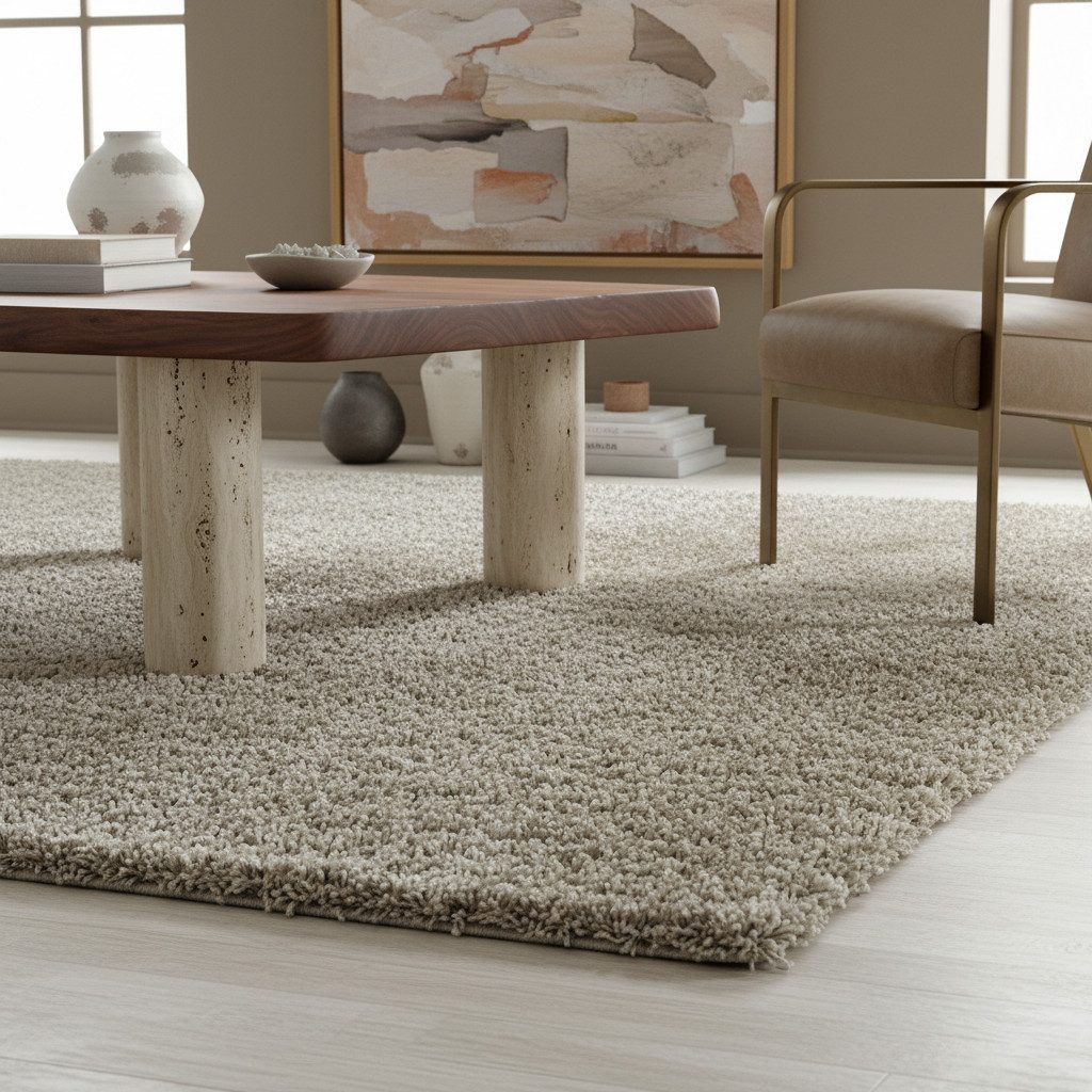 KADIMA DESIGN Teppich Shaggy Teppich SPREE Hochflor Einfarbig Rund Läufer Flur Flauschig, Läufer, Höhe: 32 mm, Natur, 60x110 cm, Wohnzimmerteppich Strapazierfähig Waschbar