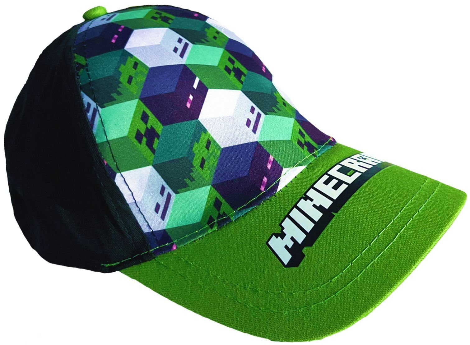 Minecraft Baseball Cap MINECRAFT Cap Basecap Schirmmütze Kinder GR.54 + 56 Schwarz-Grün