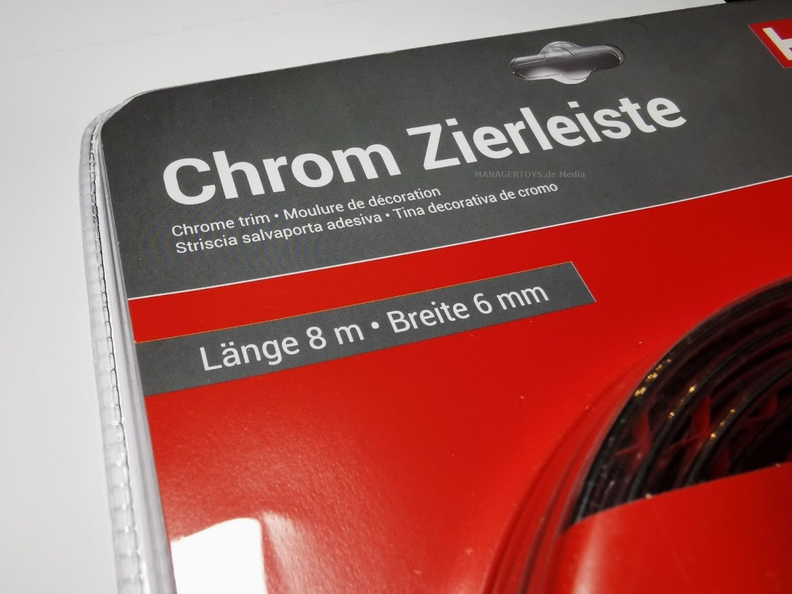 CarStyling Zierleisten-Aufkleber Auto Chrom Zierleiste 3 m lang 7 mm breit  3 mm hoch wetterfest UV-resistent