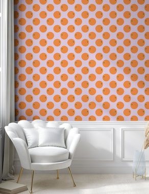 Abakuhaus Vinyltapete selbstklebendes Wohnzimmer Küchenakzent, Orange Zitrusfrucht auf Tupfen