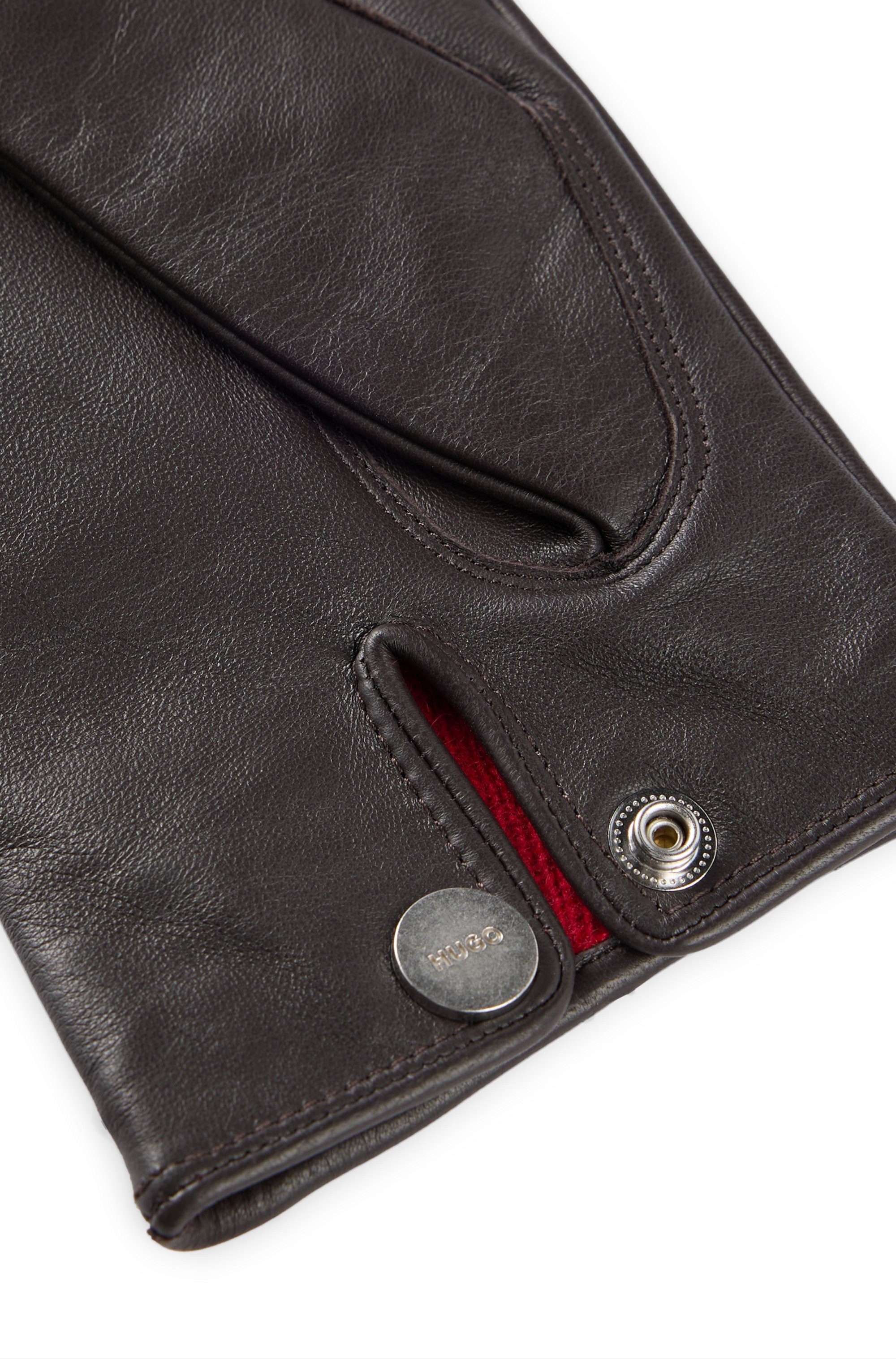 HUGO Lederhandschuhe Jaan mit Logo auf dem Knopf