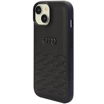 Audi Handyhülle Case iPhone 15 Plus Serie GT schwarz Kunstleder Logo 6,7 Zoll, Kantenschutz