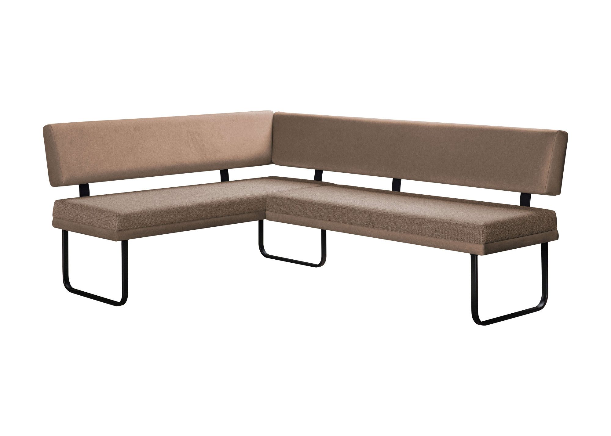 Home affaire Eckbank Gabi Esszimmerbank, Bank, Küchenbank, Polsterbank, Gestell aus matt-schwarzem Flachmetall, stabil, 2-Stoff-Design