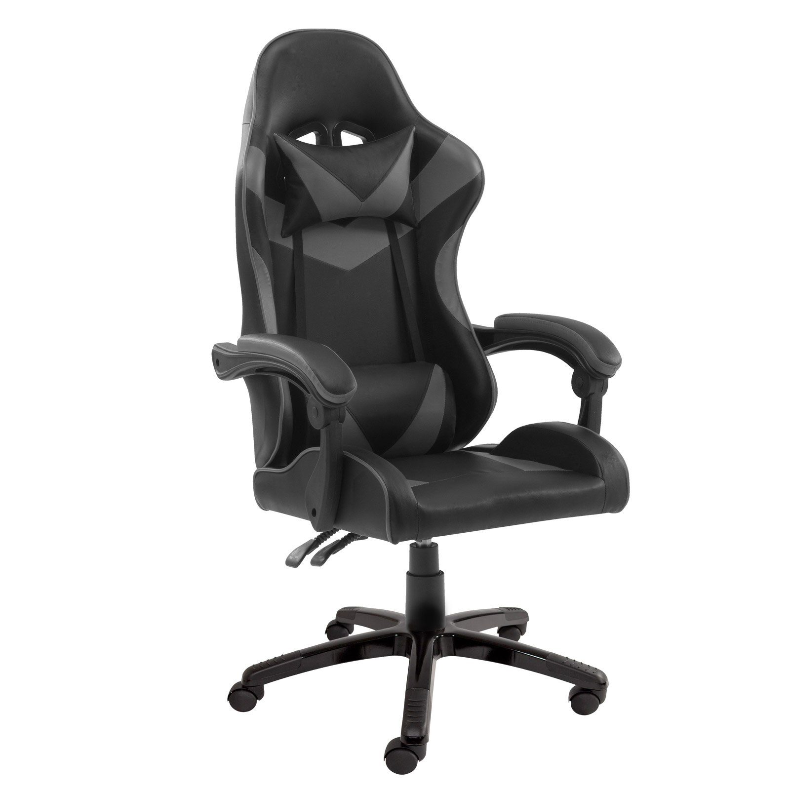 SVITA Gaming Chair (1 St), höhenverstellbar, Lenden- & Nackenkissen, Rückenlehne, Grau
