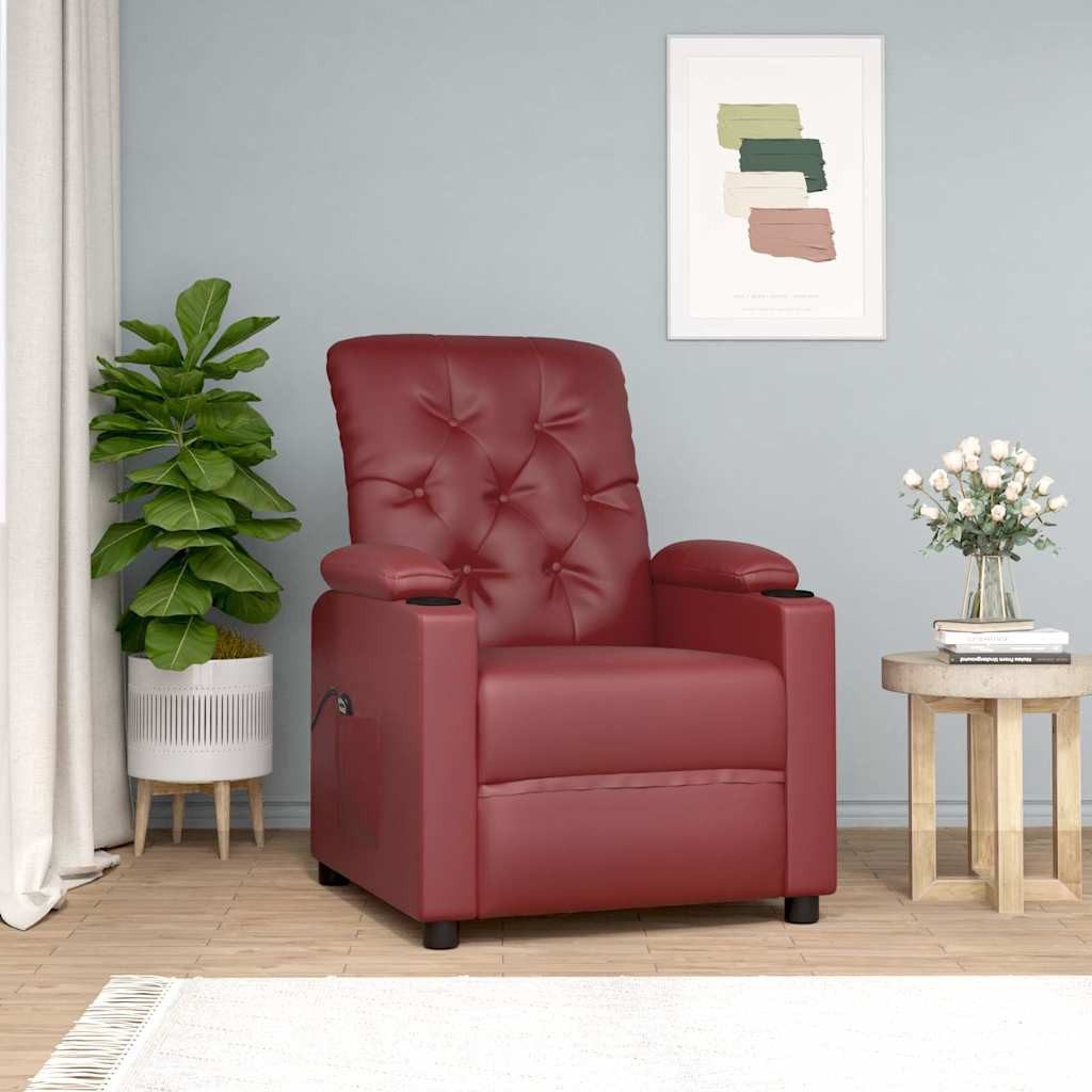 furnicato Massagesessel Relaxsessel mit Aufstehhilfe 78,5x93x96,5 cm Weinrot (1-St), Elektrischer Liftstuhl mit Liegefunktion und schmutzabweisendem Bezug