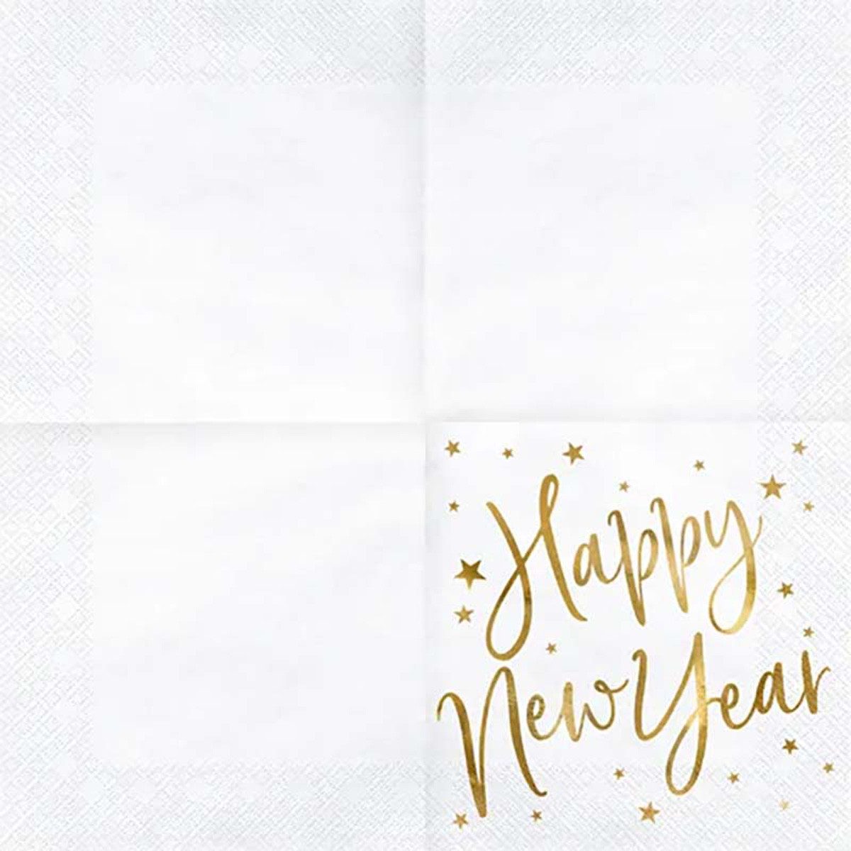 partydeco Hängedekoration Servietten 'Happy New Year' 20Stk/33x33cm, Weiß/G
