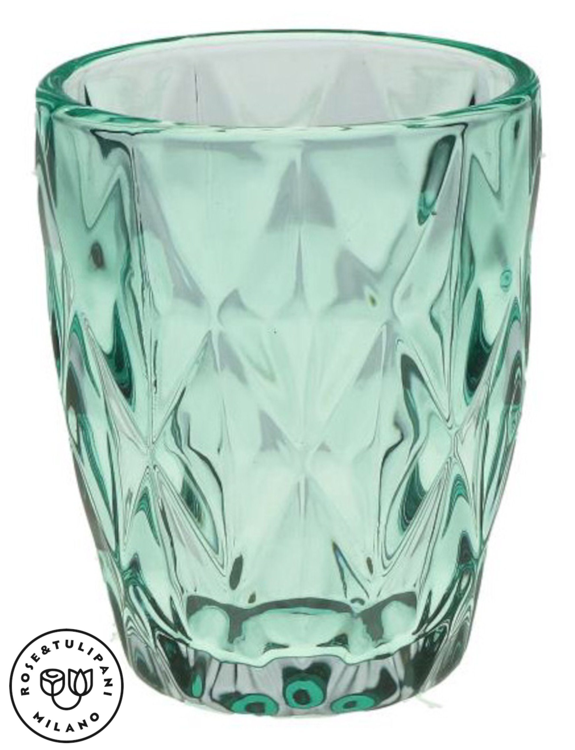 Inhalt & Tumbler-Glas Glas, 270ml, Mehrzweckglas 270ml in Türkis Rose Diamond Tumbler Wasserglas Tulpani