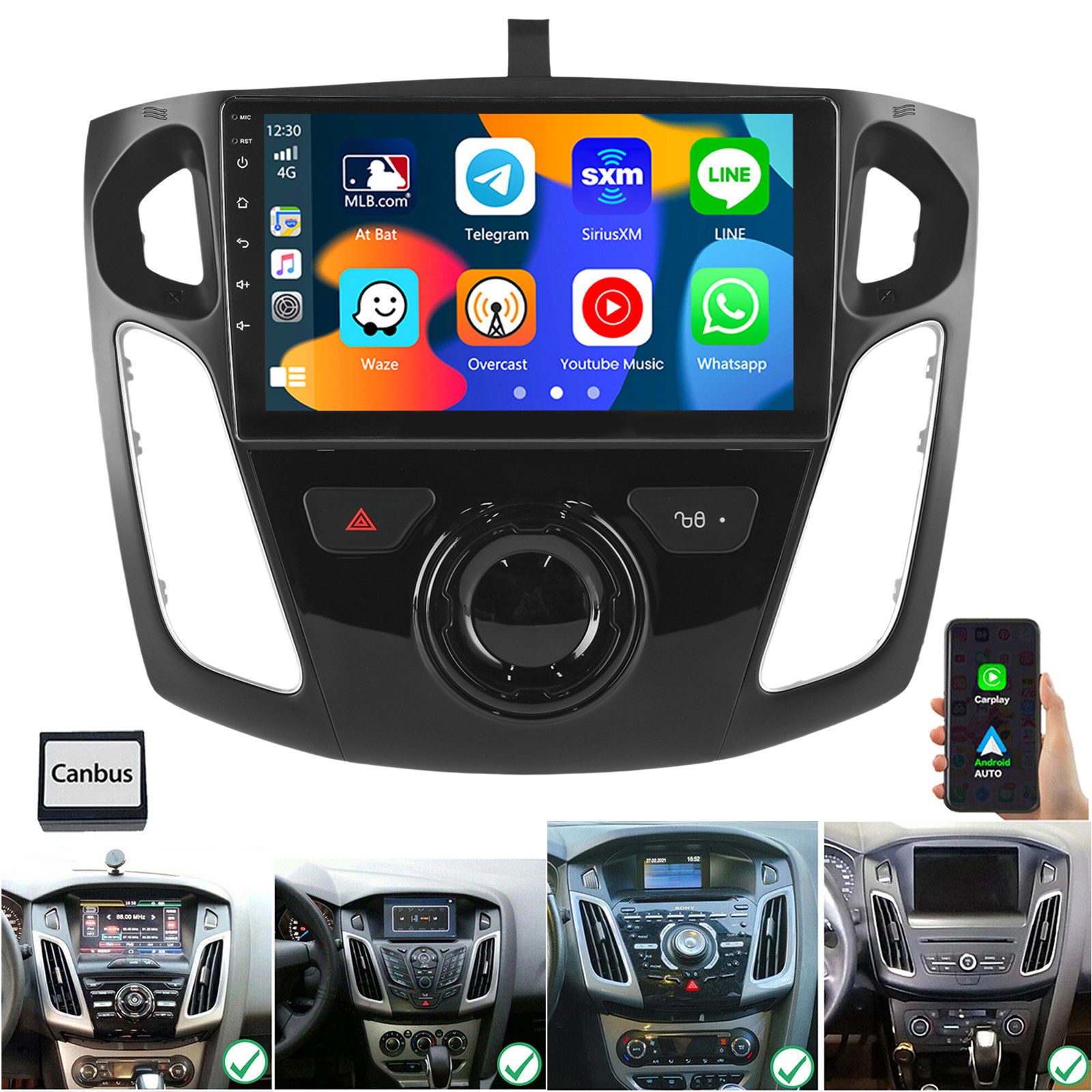 ESSGOO DAB+ Carplay Für Ford Focus MK3 2011-18 Autoradio Android 15 GPS NAVI Autoradio (Digitalradio (DAB), 4+64GB(optional), RDS, AM, FM, Carplay Android Auto Bluetooth EQ USB GPS Navi WIFI Touchscreen)