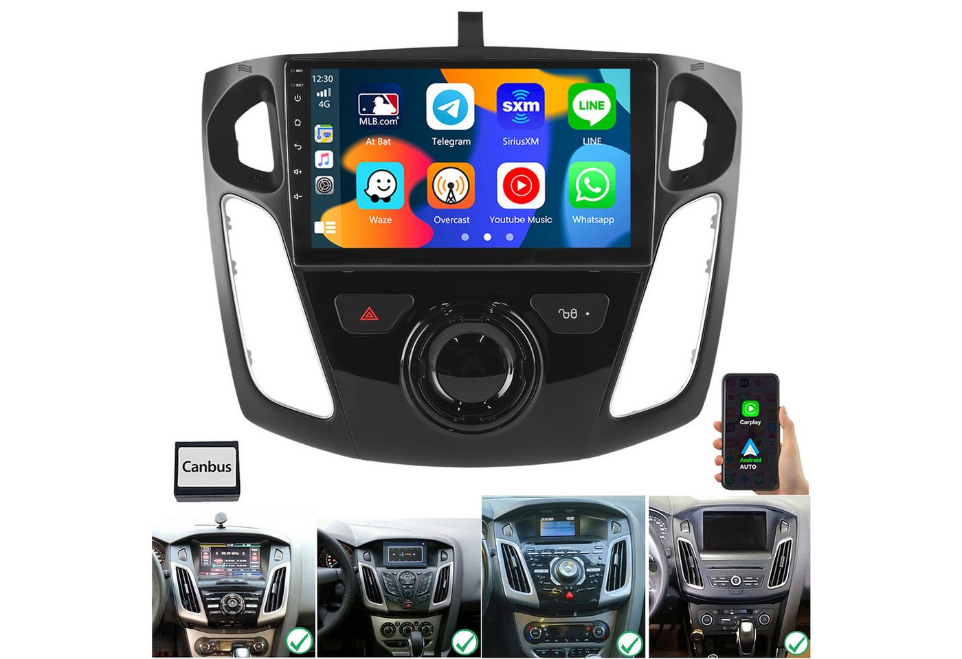 ESSGOO DAB+ 64G Carplay Für Ford Focus MK3 Autoradio 2DIN Android 15 GPS NAVI Autoradio (RDS, 4+64GB(optional), Digitalradio (DAB), FM, AM, Carplay Android Auto Bluetooth EQ USB GPS Navi WIFI Touchscreen)