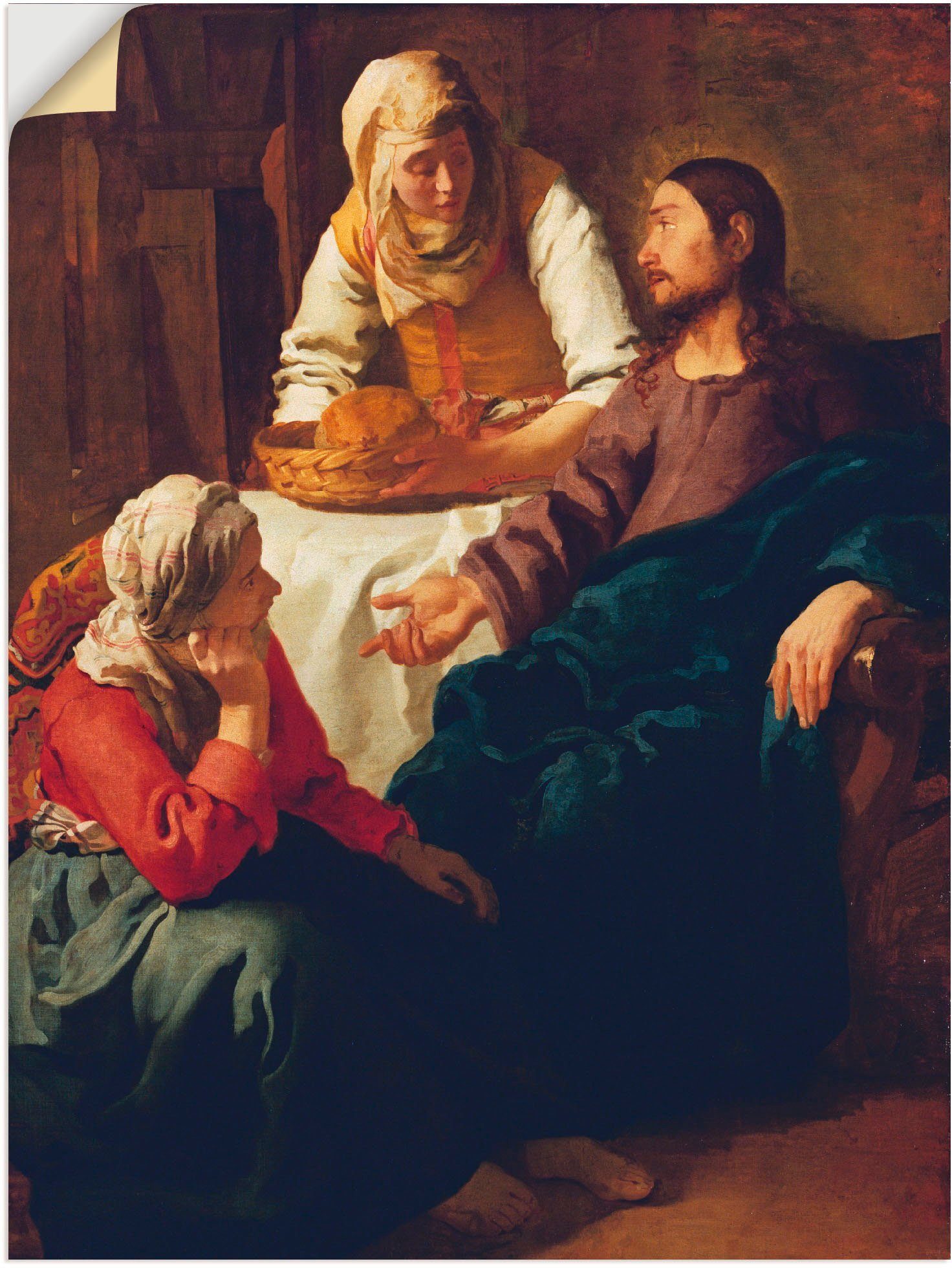 Artland Wandbild Christus im Hause von Martha und Maria, Religion (1 St), als Leinwandbild, Wandaufkleber oder Poster in versch. Größen