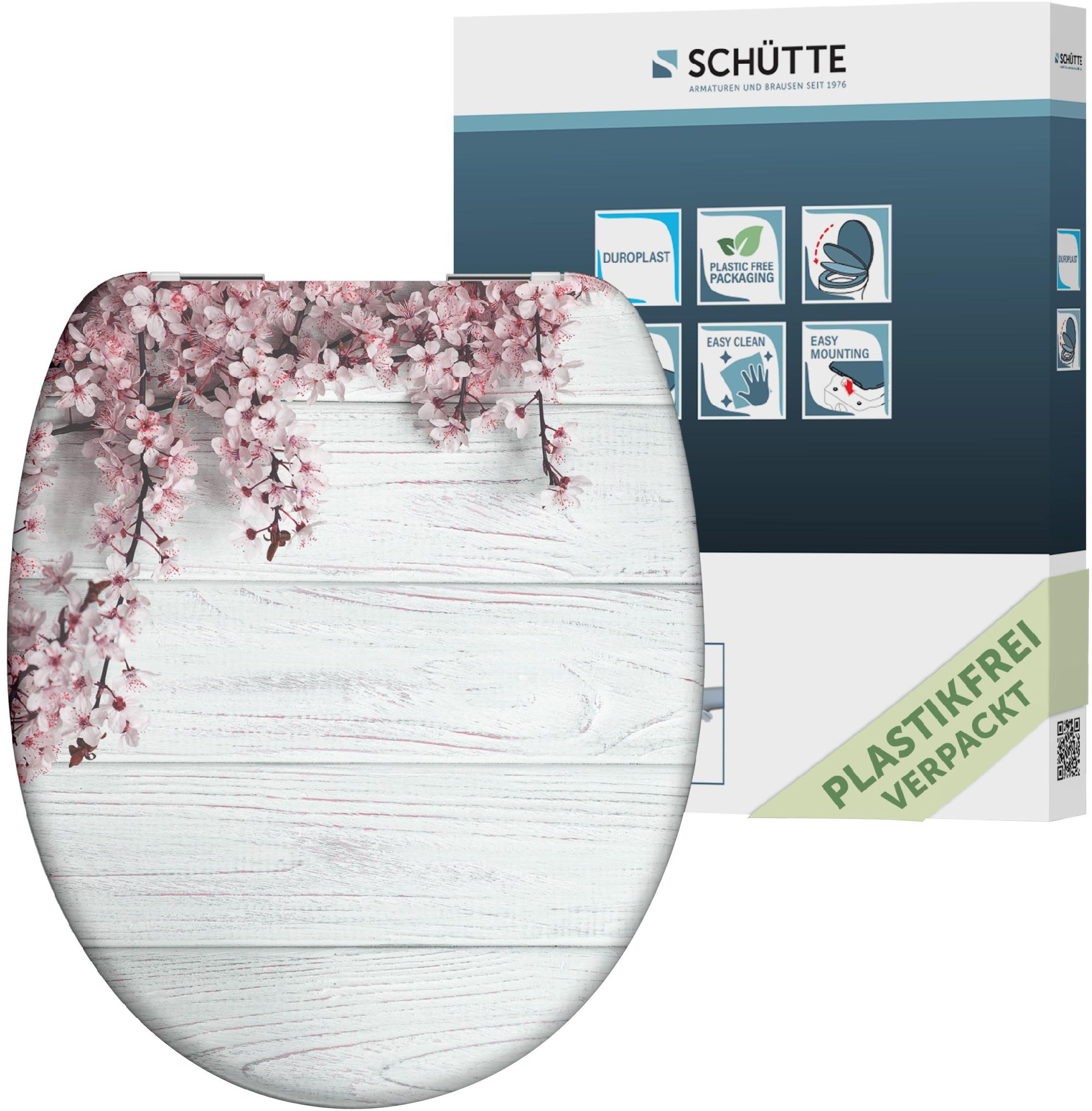 Schütte WC-Sitz Flowers&Wood, Duroplast, Absenkautomatik, Motivdruck günstig online kaufen