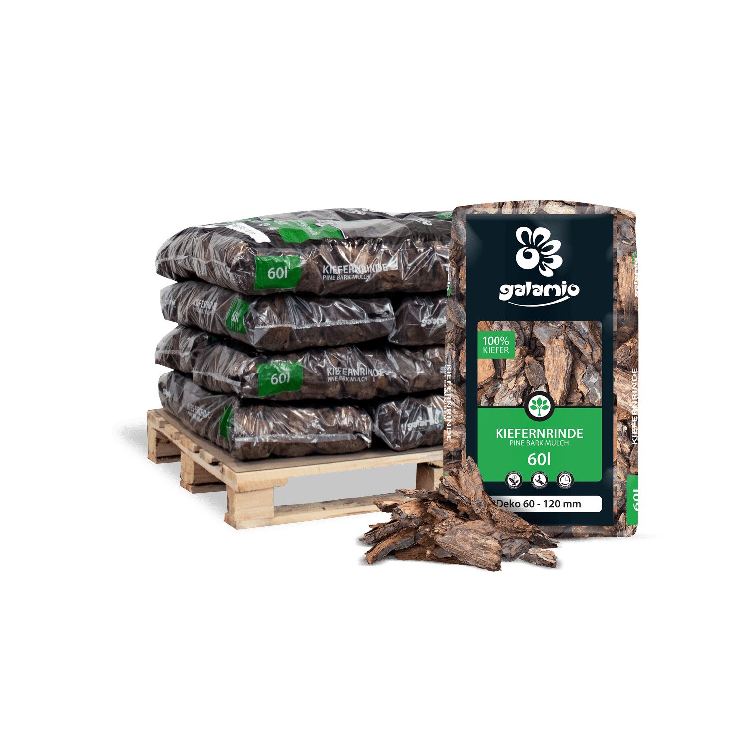 GALAMIO Rindenmulch Kiefer Deko, (Palette, 12-St)