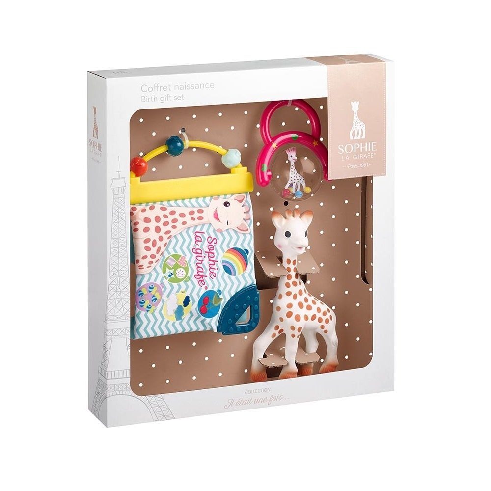 Neugeborenen-Geschenkset Sophie la girafe 3tlg mit Beißtier, Beißring und Anhänger