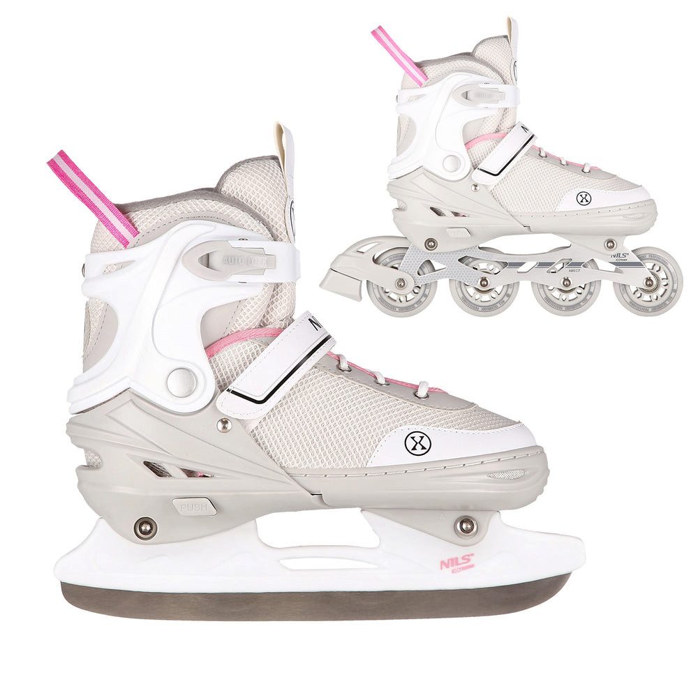 NILS EXTREME Inlineskates Kinderinliner Rollschuhe Schlittschuhe, (Spar-Set, 2-St., 29-33), 2-in-1, größenverstellbar, ABEC 7, Alu-Schiene