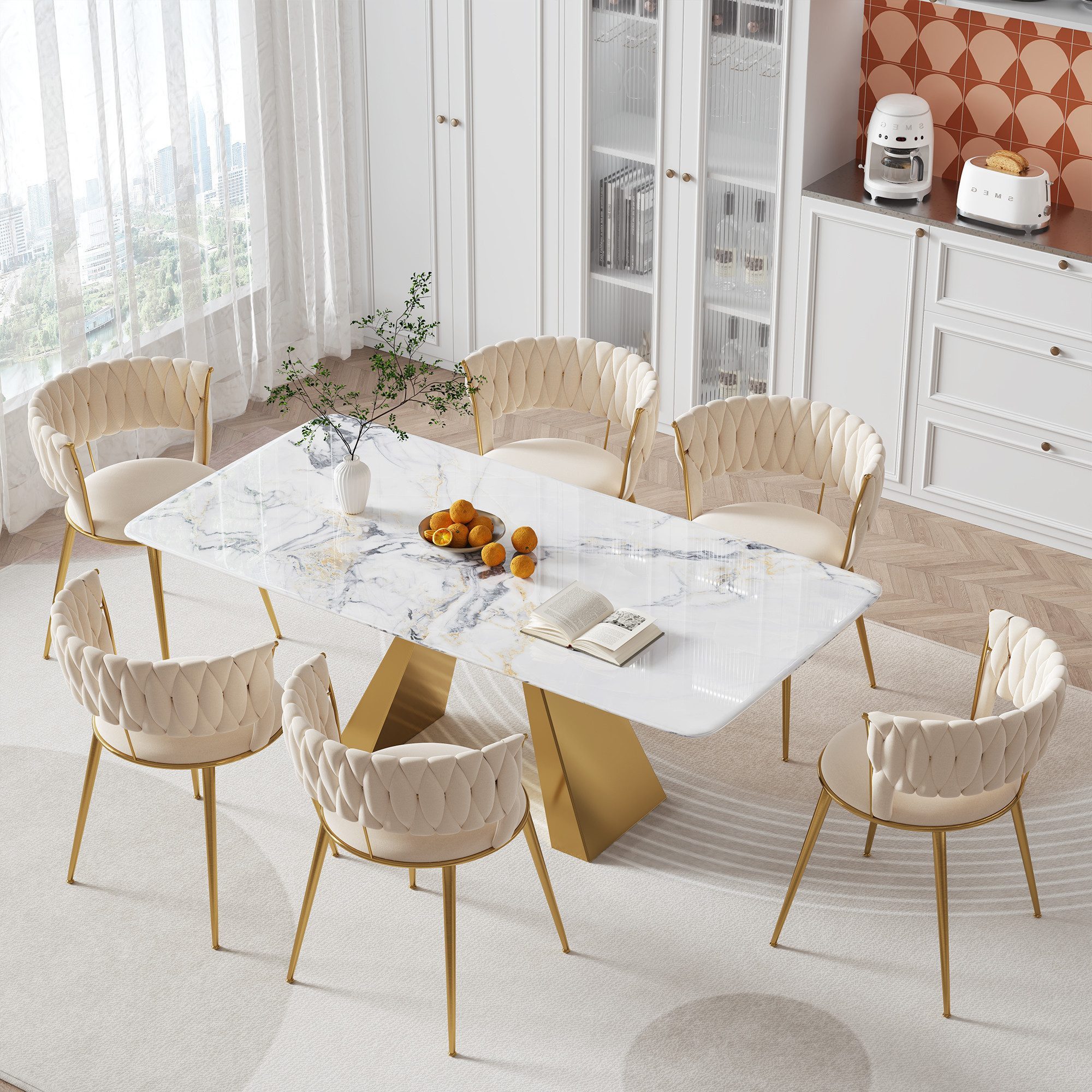 LVHOM Esszimmerstuhl Luxuriöse Samt-Stühle 2er-/4er-/6er-Set mit Rückenlehn günstig online kaufen