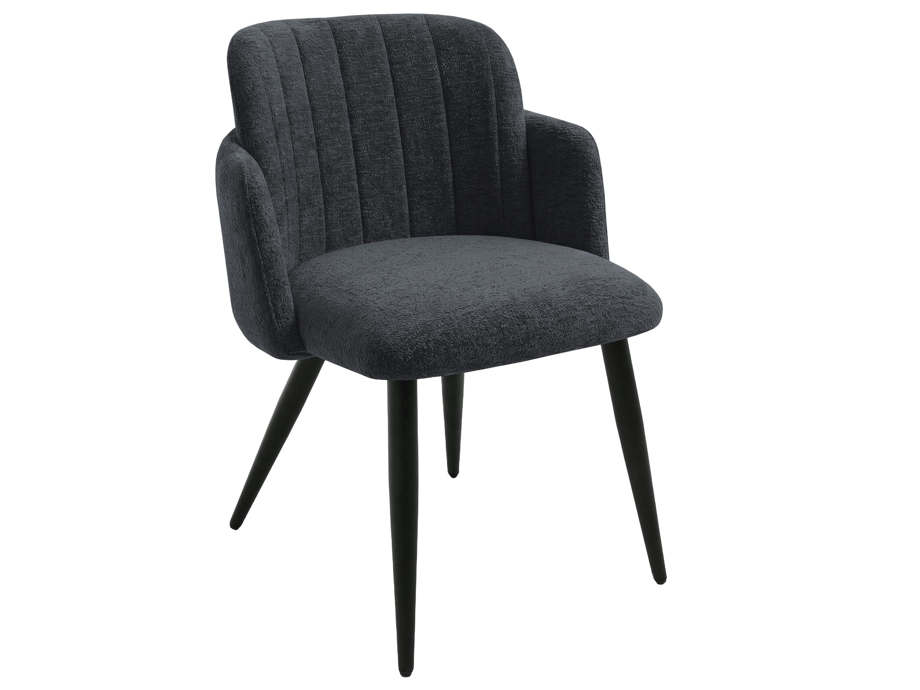 Beautysofa Esszimmerstuhl Velto Stuhl mit Armlehnen, gepolsterter Esszimmersessel mit Steppung (Polsterstuhl mit schwarzen Metallbeinen, 1 St), moderner Küchenstuhl aus Strukturstoff
