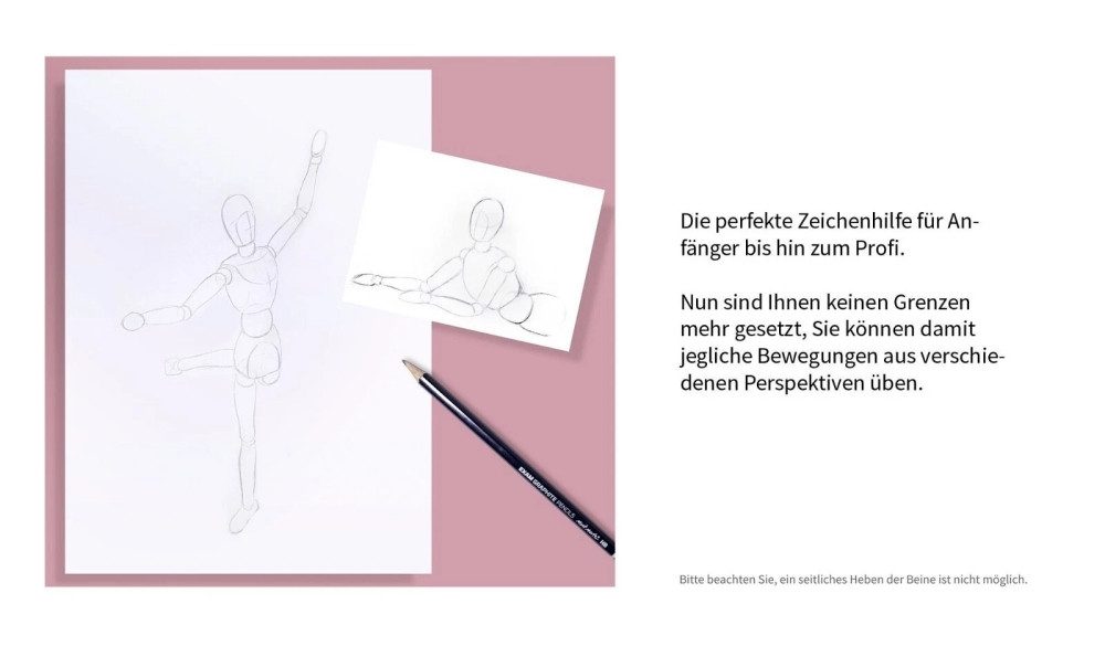 Mont Marte Bendable Mannequin / Jointed Doll made of wood, highly flexible & secure stand (Pack, 1-piece, MONT MARTE - Art Supplies), Freely movable jointed doll, with stand