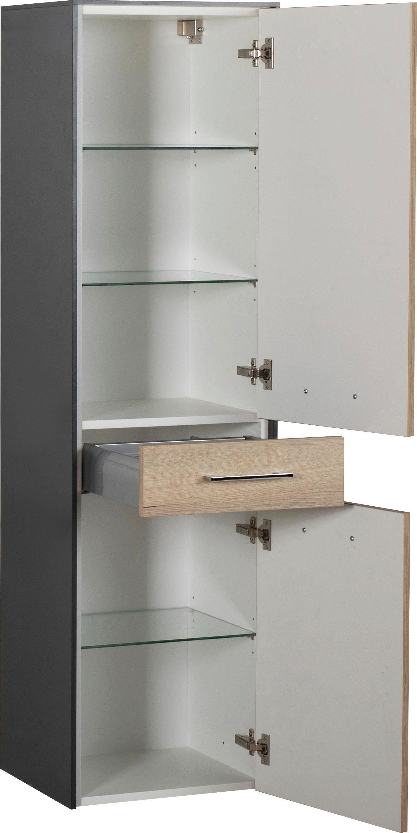 MARLIN Midischrank cm anthrazit/Eiche matt anthrazit | Breite Struktur Nachbildung 42 3400