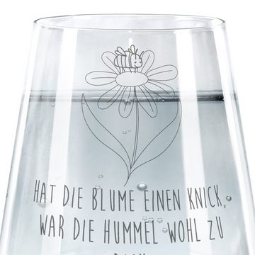 Mr. & Mrs. Panda Glas Hummel Blume - Transparent - Geschenk, Trinkglas, Tiere, Tiermotive, Premium Glas, Elegantes Design