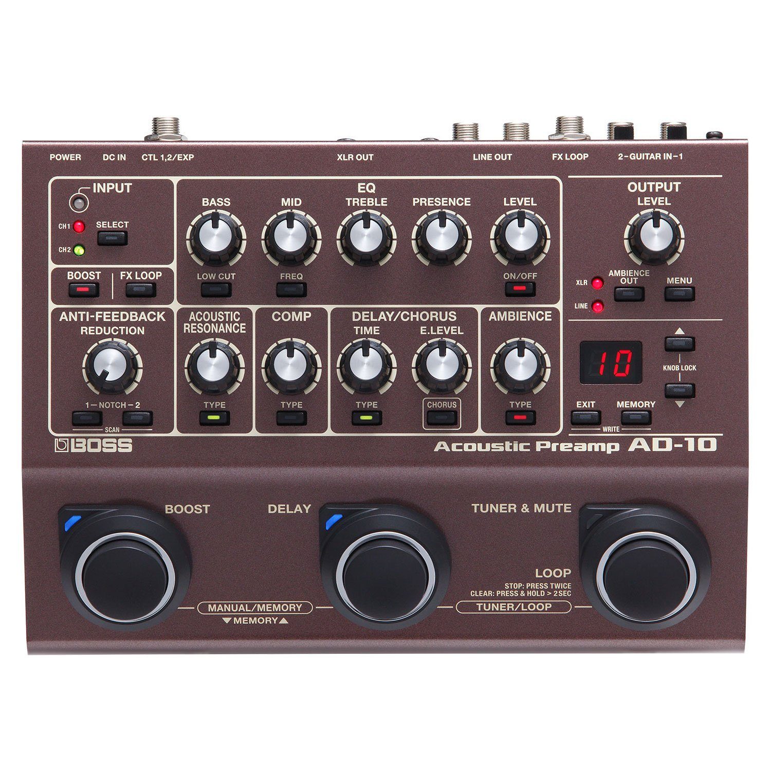 Boss by Roland Akustikgitarre Boss AD-10 Preamp Effektgerät für Akustik-Gitarre, Effektgerät, Akustik-Gitarre, Effektgerät