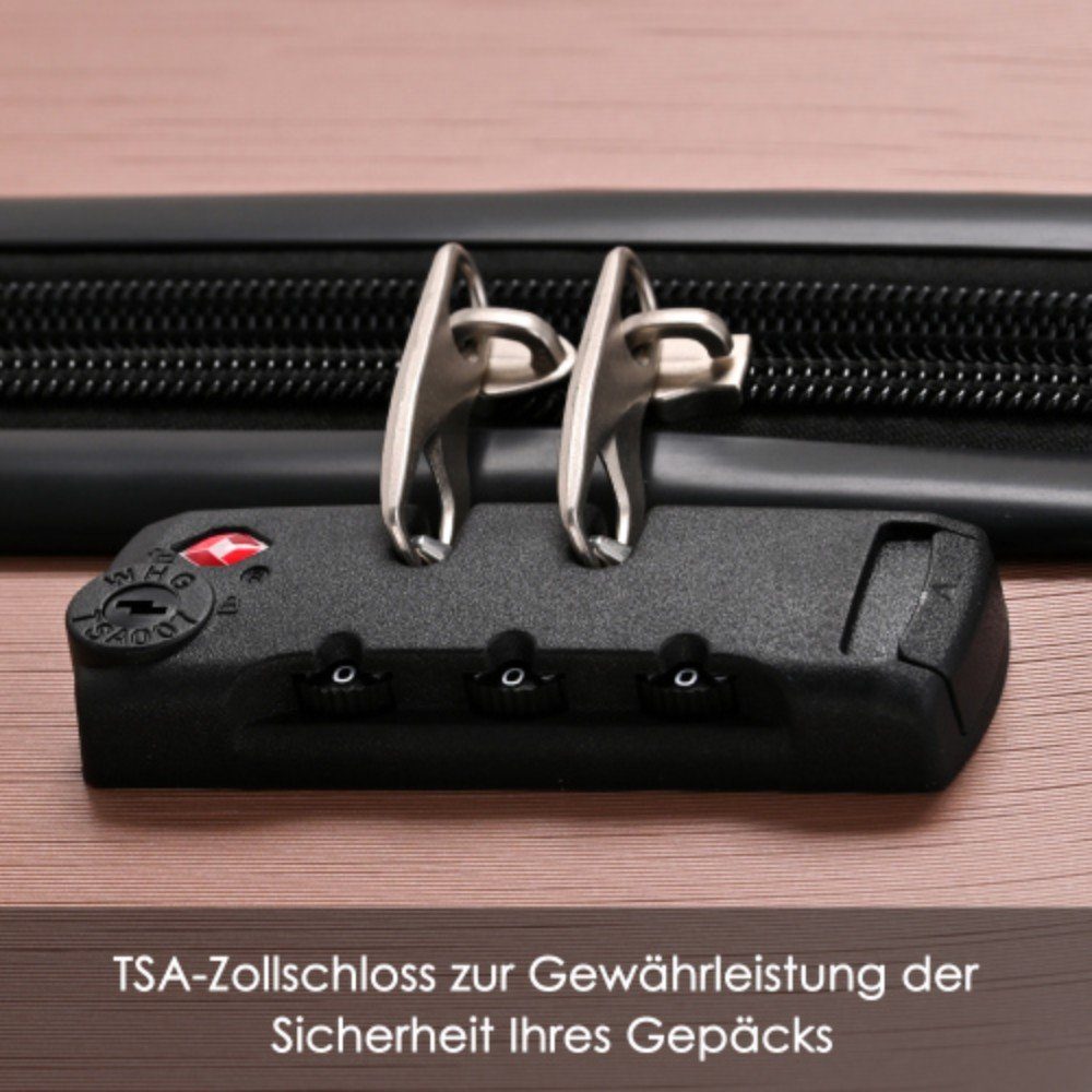 Hartschalen-Trolley Reisekoffer, Handgepäck Hartschalen-Koffer, 4 Rosa Rollen autolock Rollkoffer,