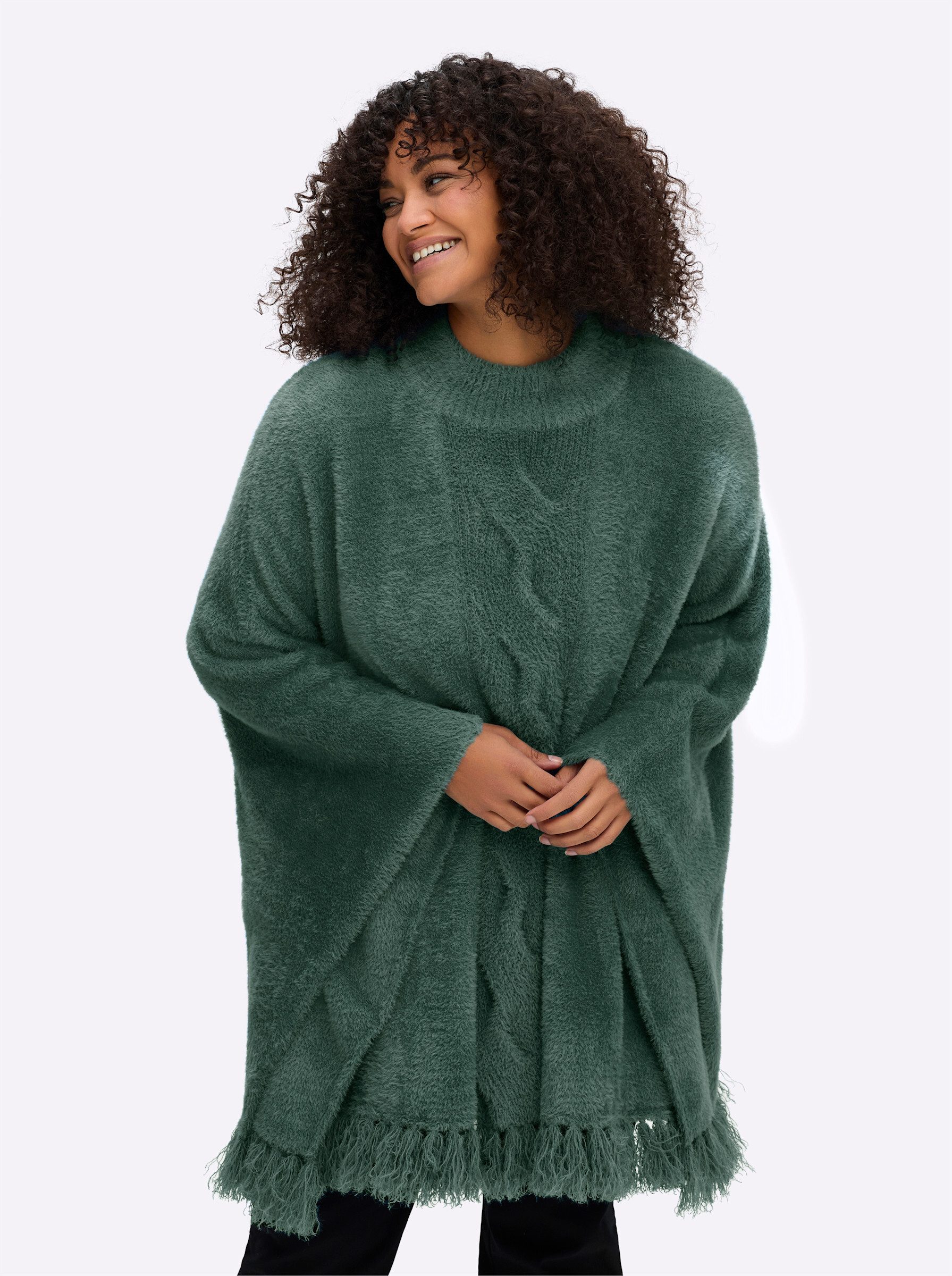 Sheego Strickponcho Strickponcho Länge ca. 76 günstig online kaufen