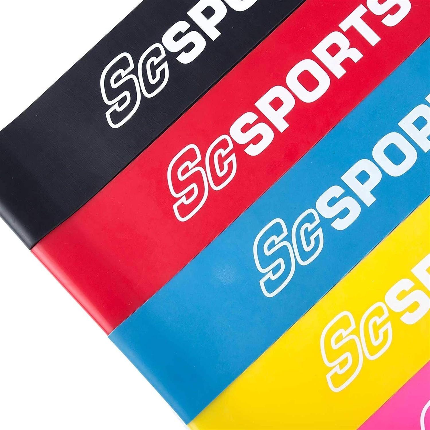 ScSPORTS® 5er Set Widerstandsband Gymnastikband Resistance Bands Fitnessband, 1-tlg., Reißfest, Vielseitig einsetzbar und Hautfreundlich