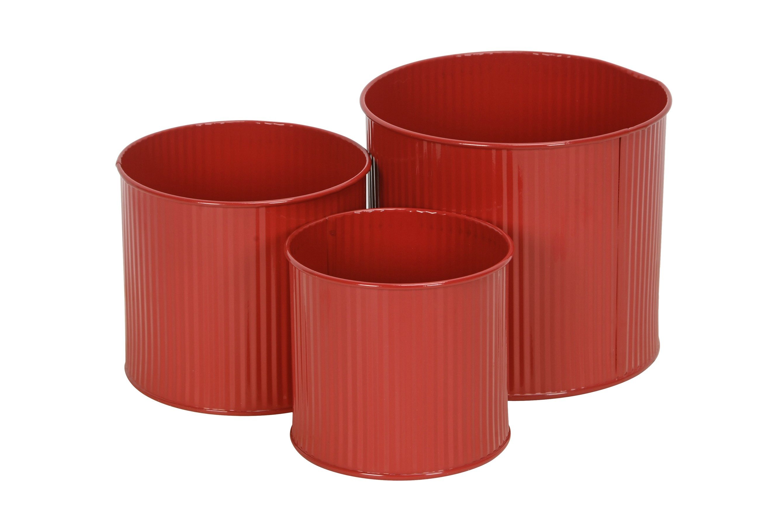 finehomegarden Blumentopf Metall Topf Übertopf Blumentopf 3er Set rot Ø11+13+16cm (Set, 1 St., 3er-Set), Pflanzgefäß Wohnbereich