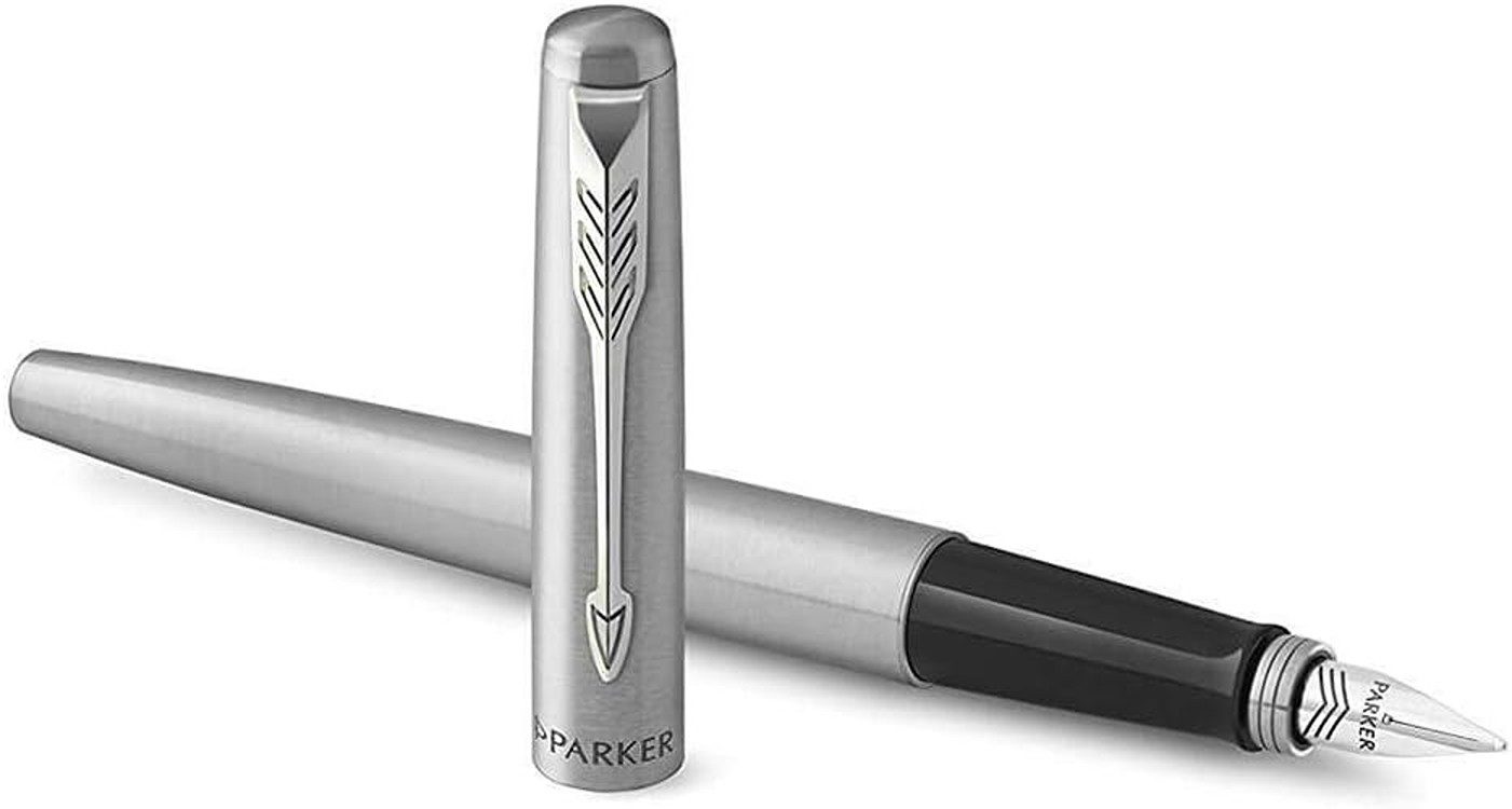 Parker Füllhalter Jotter Core, Edelstahl Gold - Chromzierteile Feder M Geschenkbox