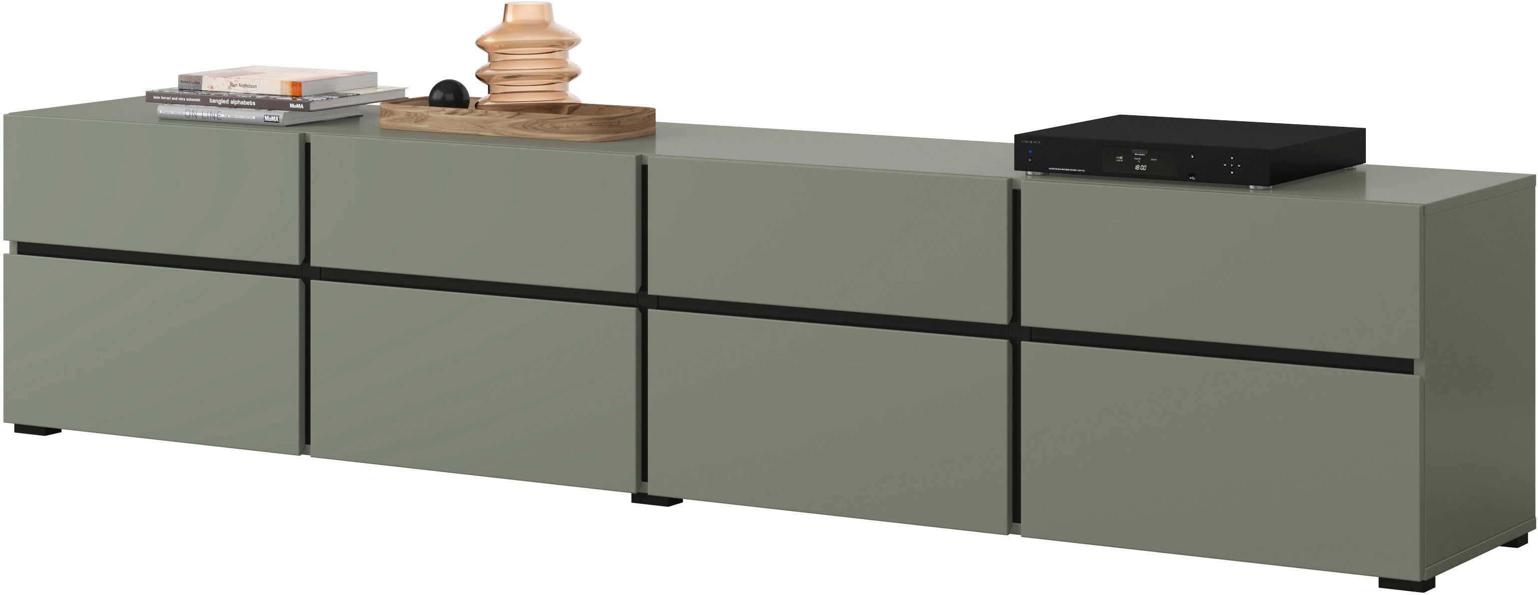 OTTO home Lowboard Cross,Breite 225 cm, moderne grifflose TV-Kommode, Breite 225 cm, TV-Schrank mit viel Stauraum, TV-Board