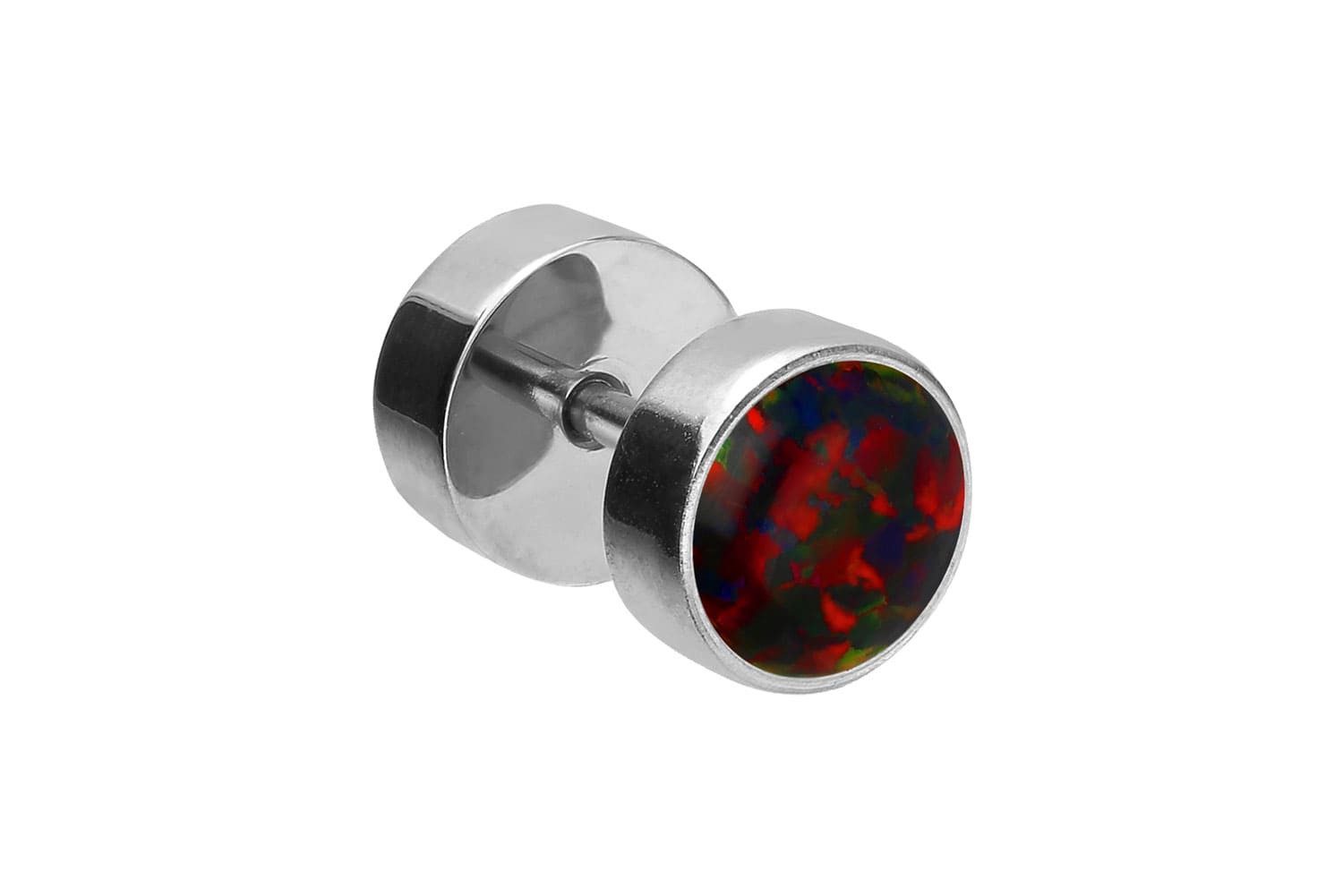 PIERCINGLINE Fake-Ear-Plug Chirurgenstahl Fake Plug SYNTHETISCHER OPAL (Fake Plugs, 1-tlg)