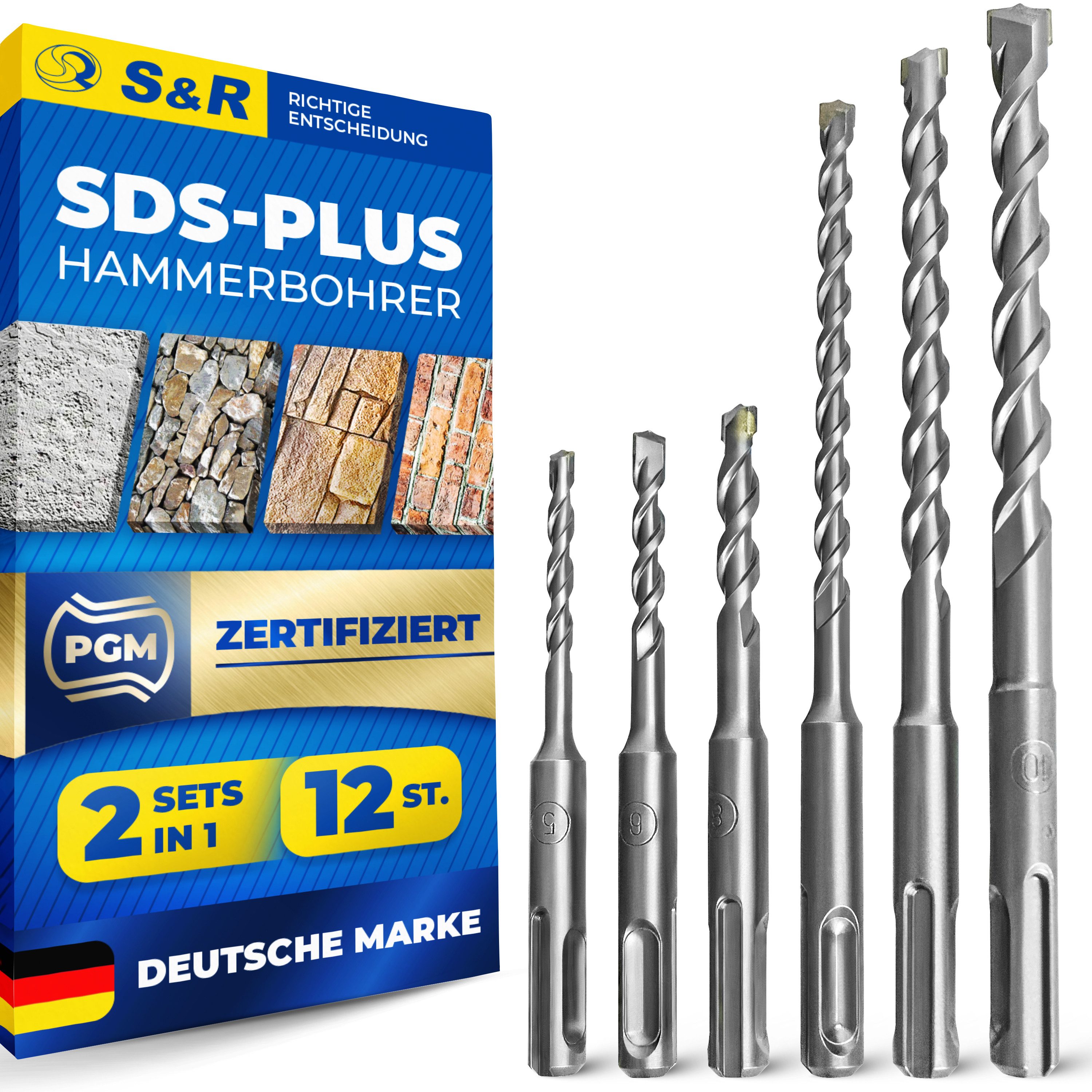 S&R Betonbohrer S&R Hammerbohrer / Steinbohrer SDS PLUS Set für Bohrhammer, günstig online kaufen