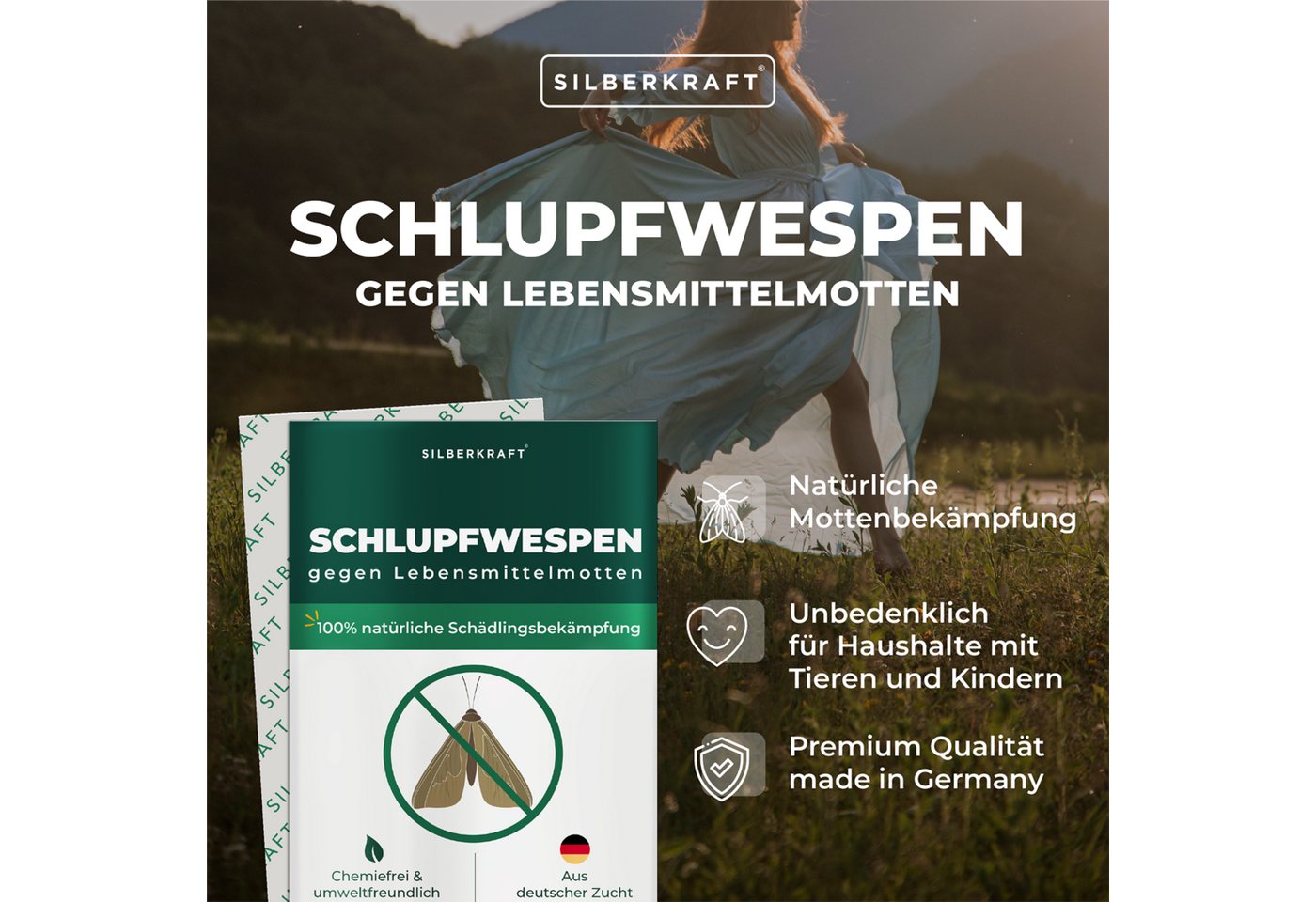 Thumbnail - Silberkraft Insektenvernichter Silberkraft Schlupfwespen gegen Lebensmittelmotten, Mottenbekämpfung, 3 Lieferungen je 25...