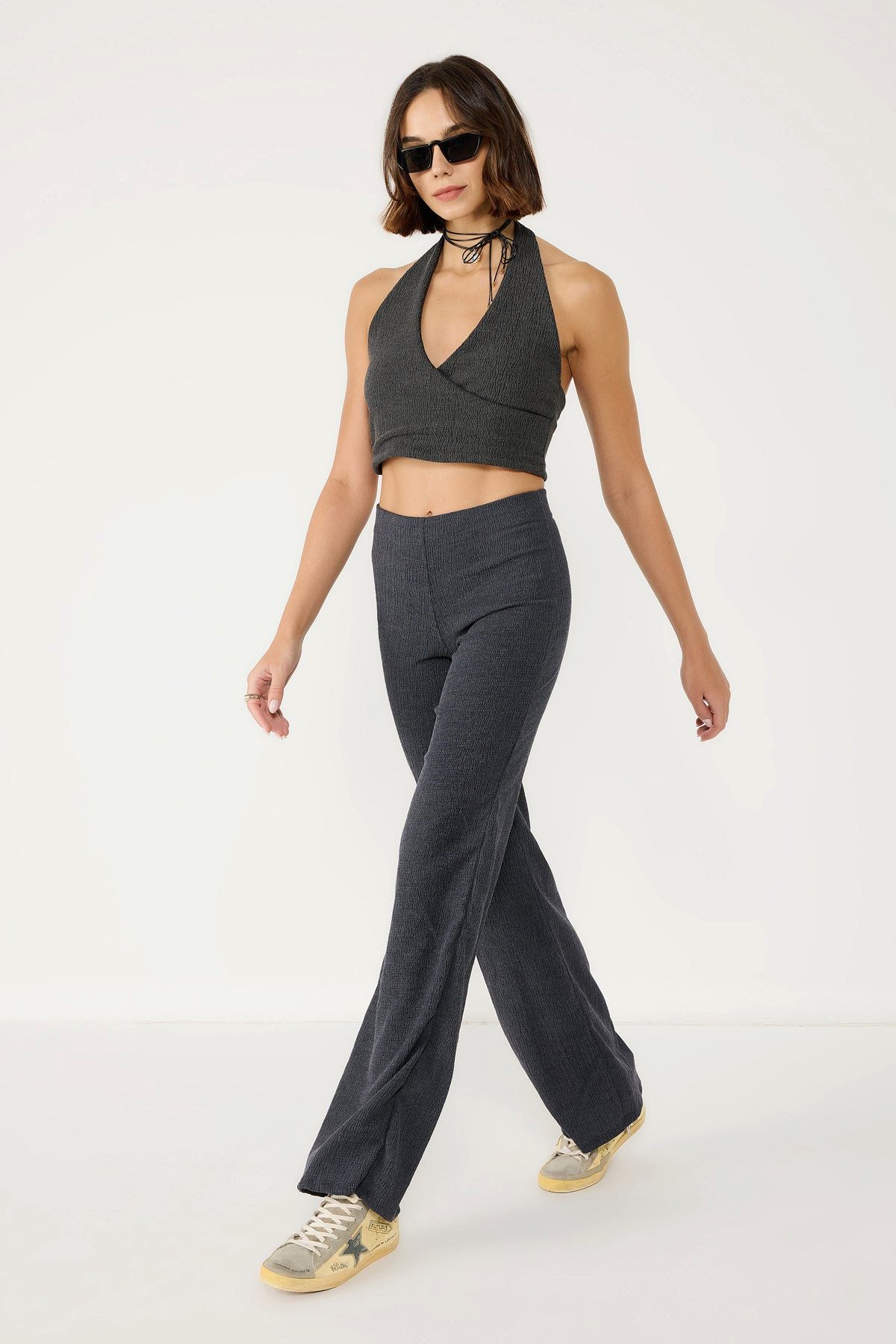 No Matter What Palazzohose Strukturierte High-Waist günstig online kaufen